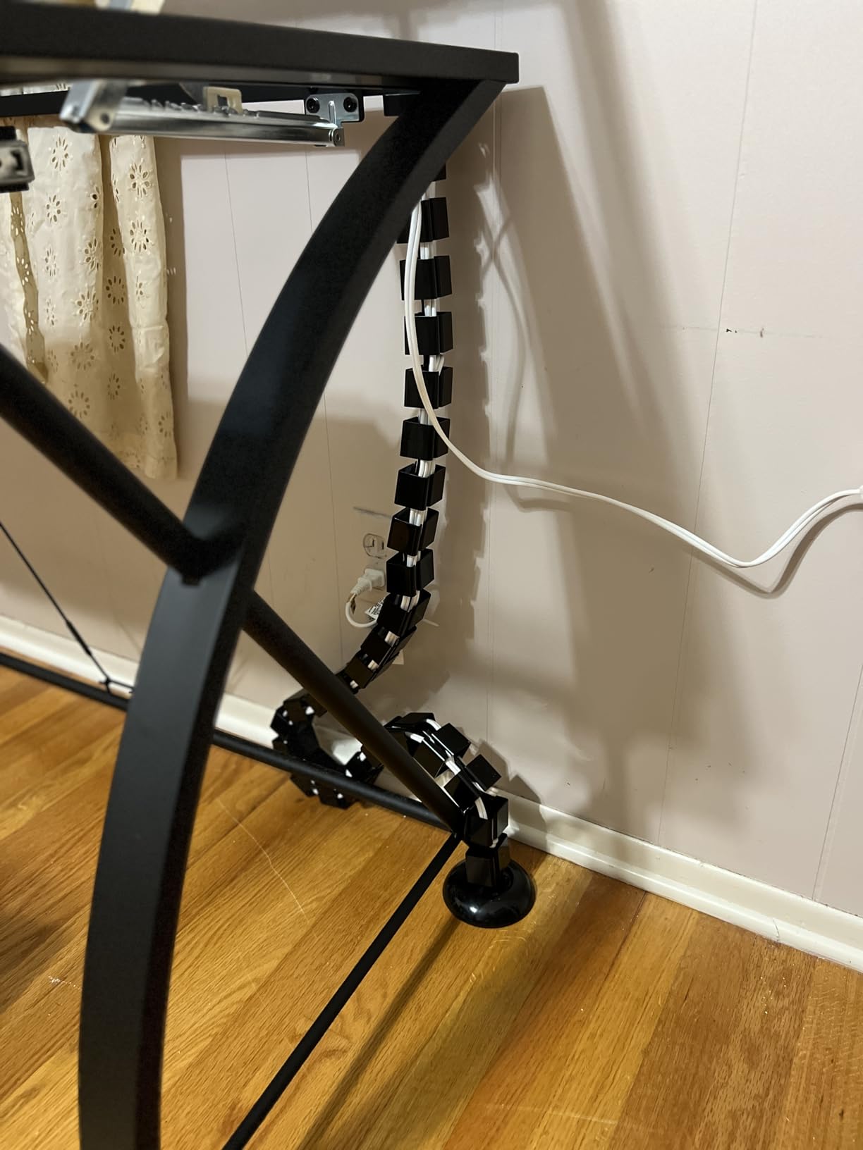 Under Desk Cable Management Spine - Flexible Cable Snake Organizer for Standing Desk, No Drill Clamp-on Vertebrae Wire Management for 0.4