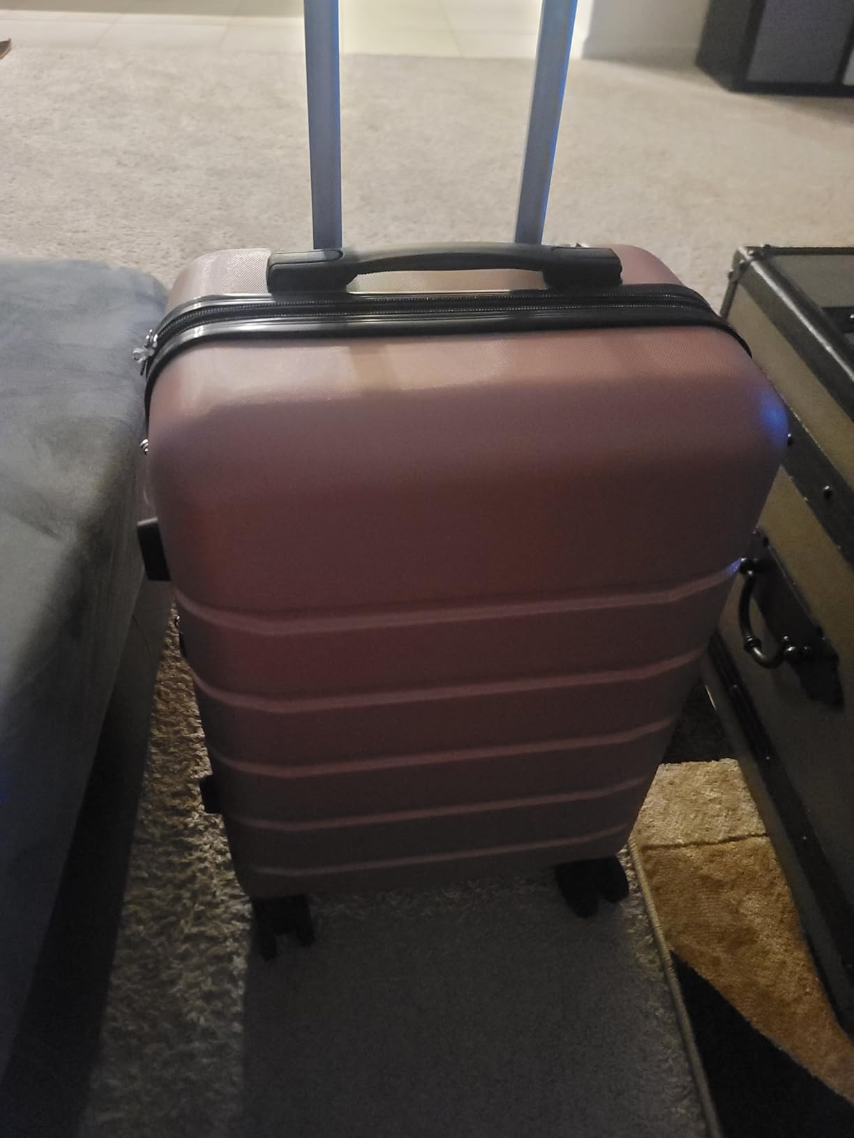 Sweetcrispy Carry on Luggage, Hard Shell ABS Suitcase with Double Spinner Wheels, Lightweight Expandable Rolling Suit Case with TSA Lock, 20 Inch Pale Pink customer photo 1