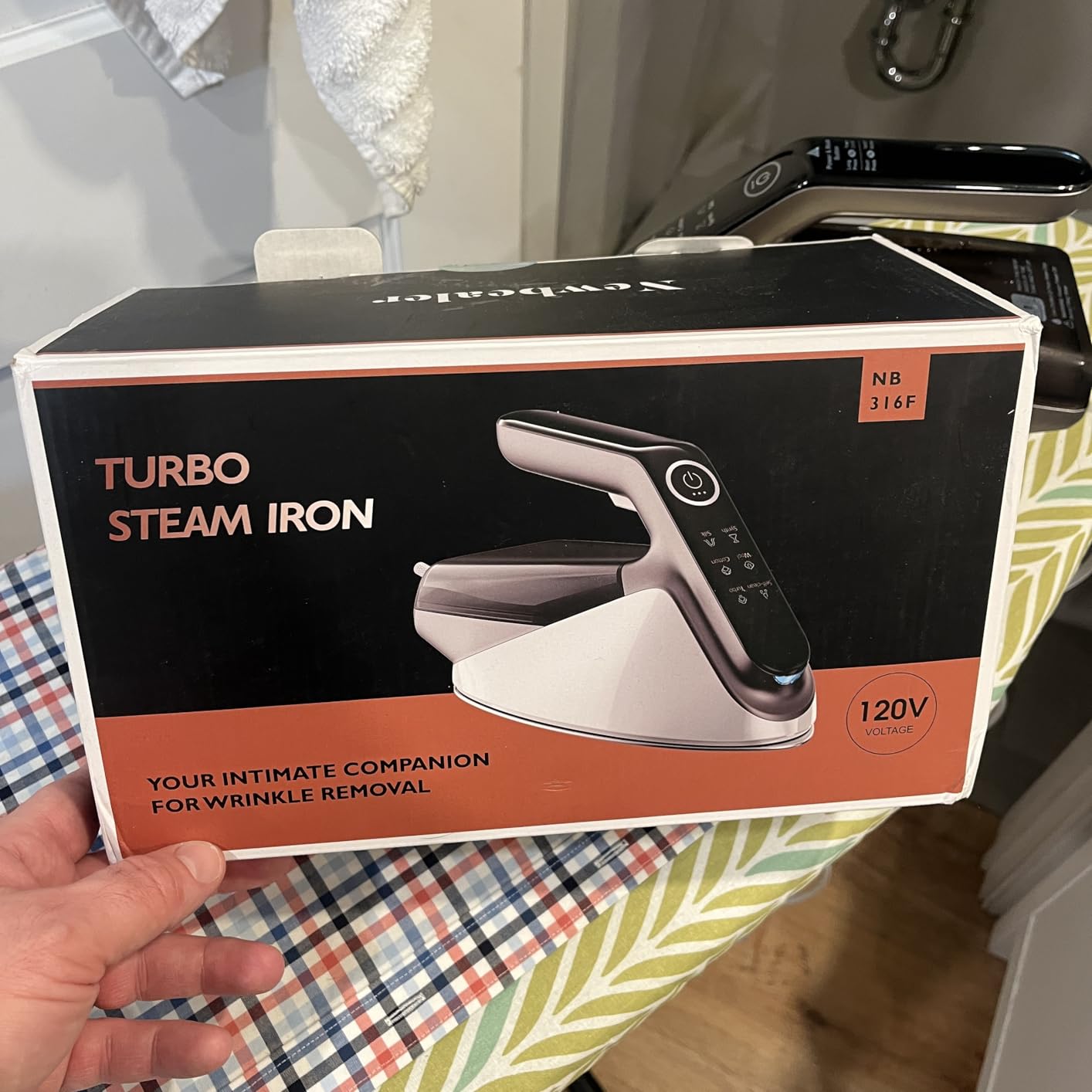 Newbealer Steam Generator Iron, 1500W Turbo Steamer for Clothes, 2 Bar Pressure Clothes Iron, 4 Steam & 4 Dry Heat Modes, Fast Heat-Up, 350ml Detachable Tank, Auto-Off, Self-Cleaning (Gold) customer photo 1