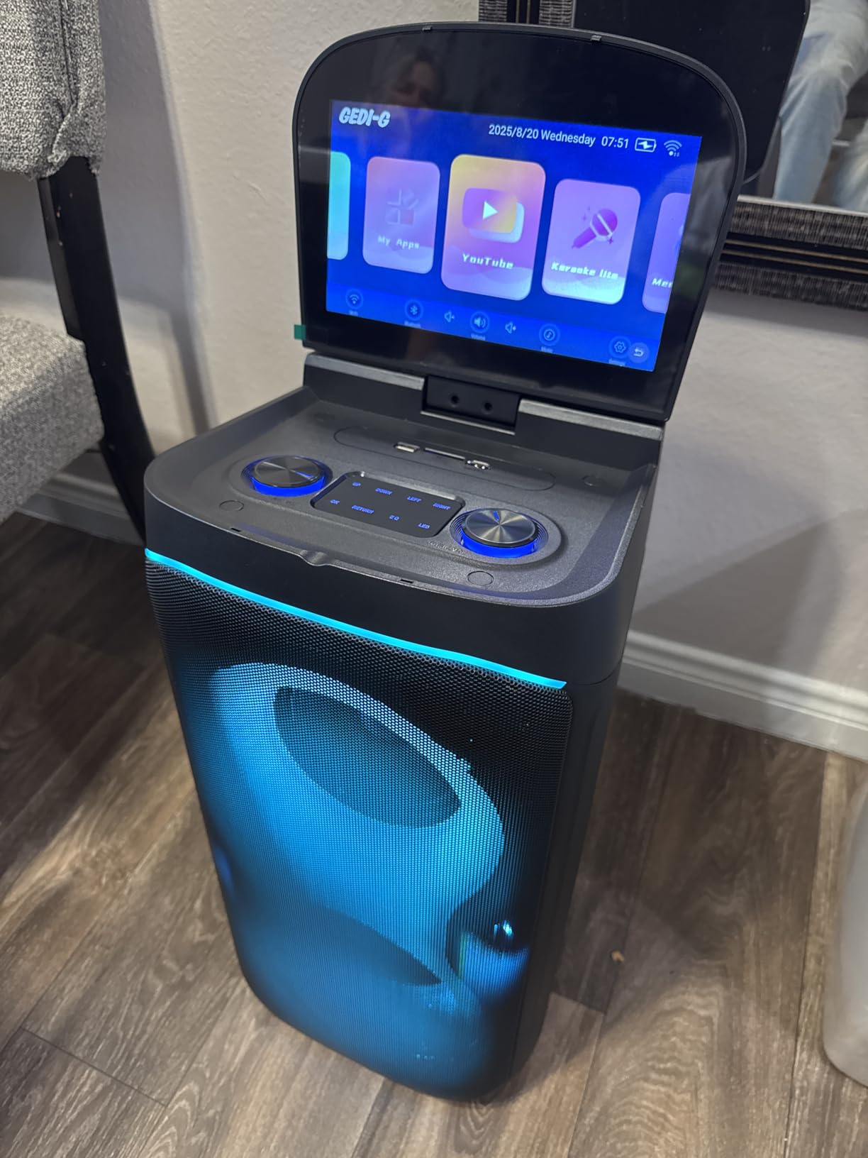 Smart Karaoke Machine with 10.1 Inch Screen, with Lyrics Display, Build-in Karaoke APP, 300W Powerful Speaker, 2 Wireless Microphones, for Family or Friend Party (X1) customer photo 1