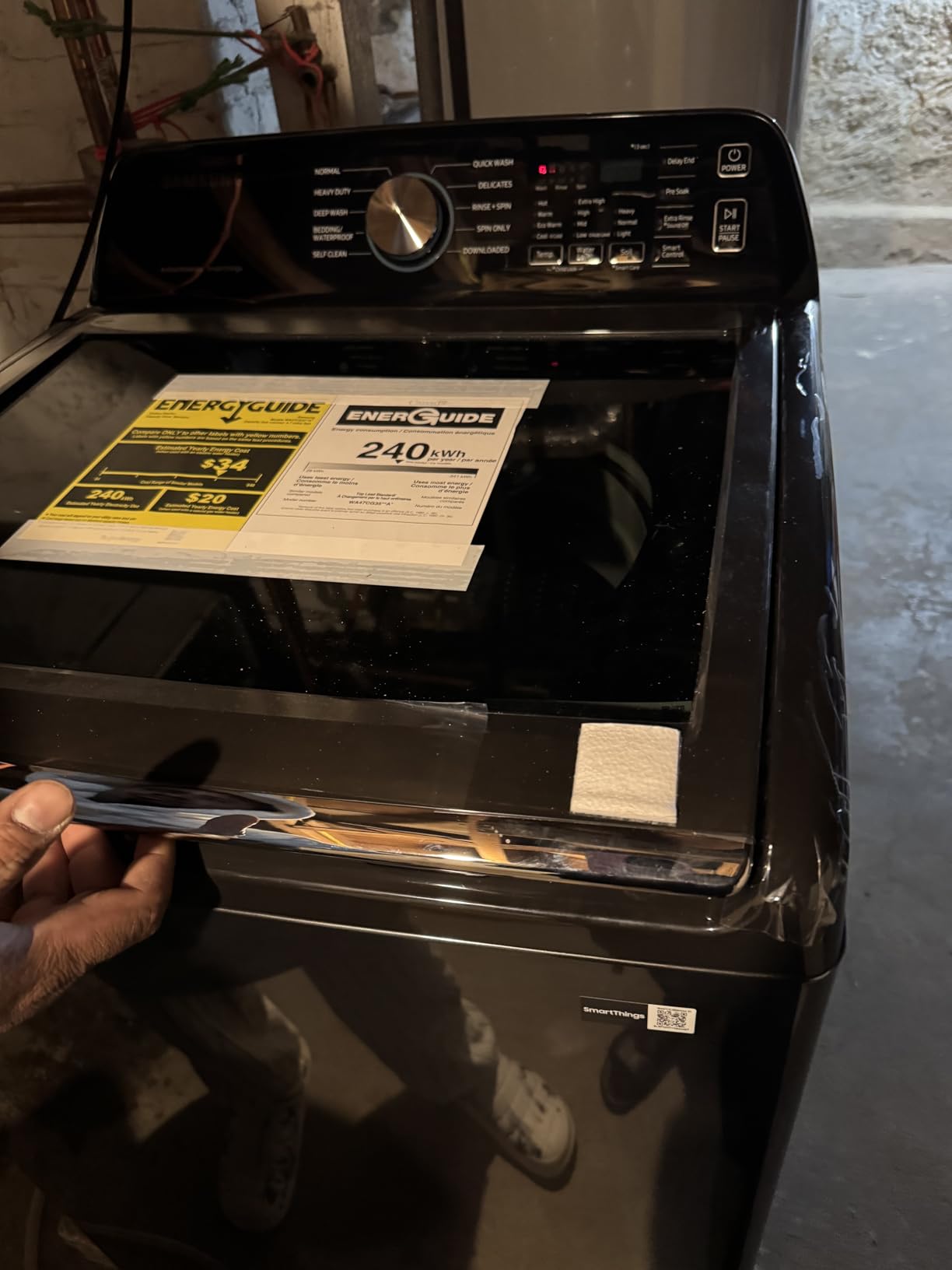 Smart 4.7 Cu Ft Top Load Washer & 7.4 Cu Ft Electric Dryer, Sensor Stops Overdrying, Low Vibration Quiet Wash, WaterJet w/Power Cords, Hoses, Vent Duct, 1 Year CPS Protection Bundle (Black) customer photo 1