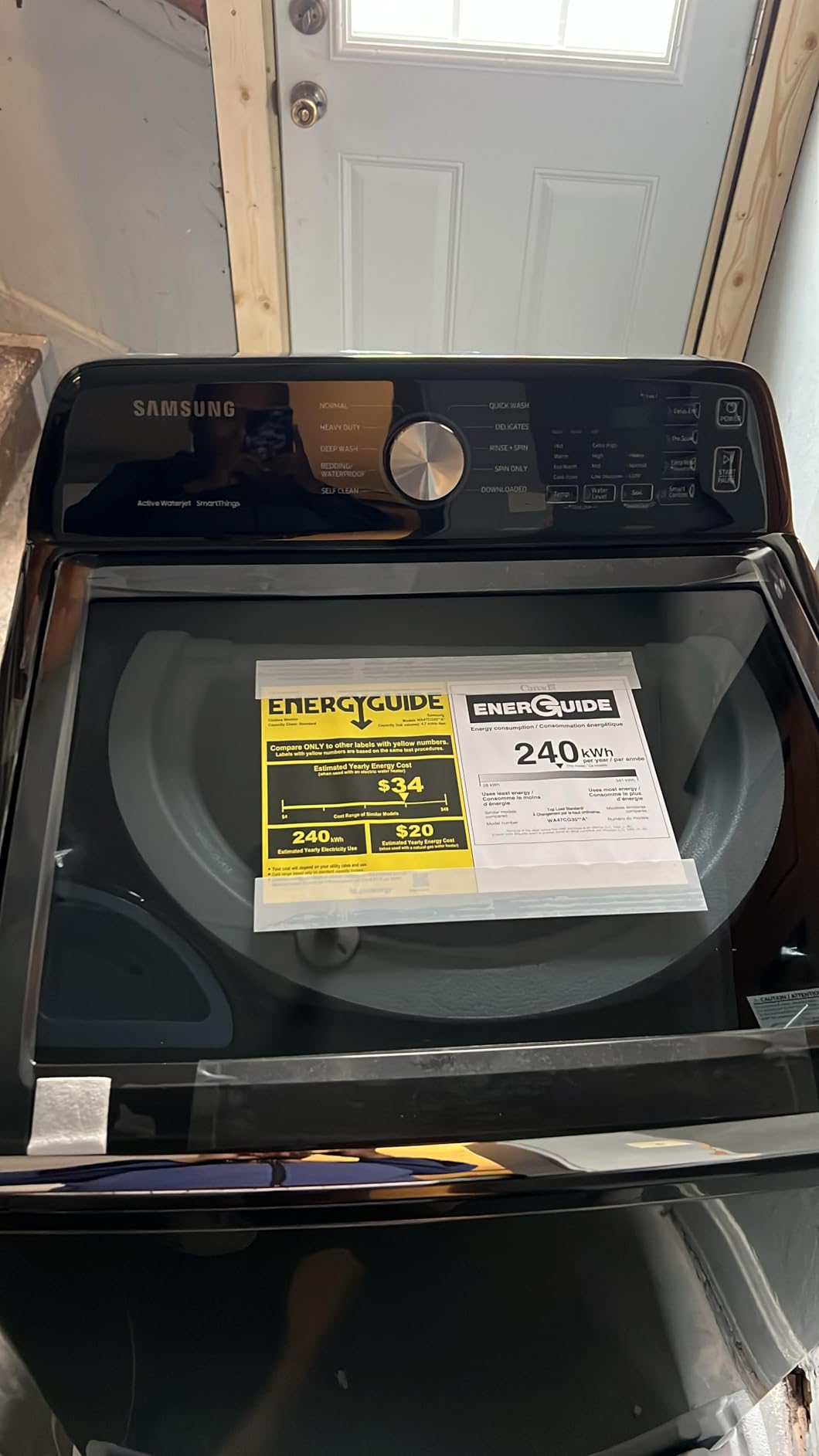 Samsung Smart 4.7 Cu Ft Top Load Washer & 7.4 Cu Ft Electric Dryer, Sensor Stops Overdrying, Low Vibration Quiet Wash, WaterJet w/Power Cords, Hoses, Vent Duct, 1 Year CPS Protection Bundle (Black) customer photo 5