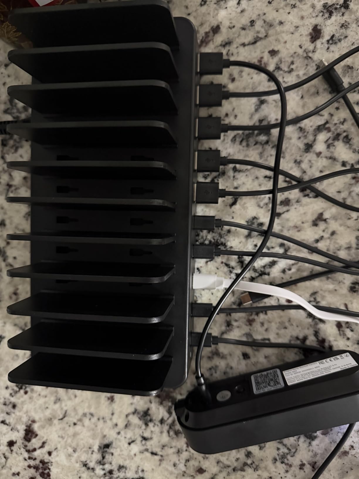 100W Charging Station for Multiple Devices, 10-Port USB Fast Charging Station with Adjustable Dividers & 10 Cables- Multi Device Organizer Charging Dock for iPhone, iPad, Tablets & More(Black) customer photo 2
