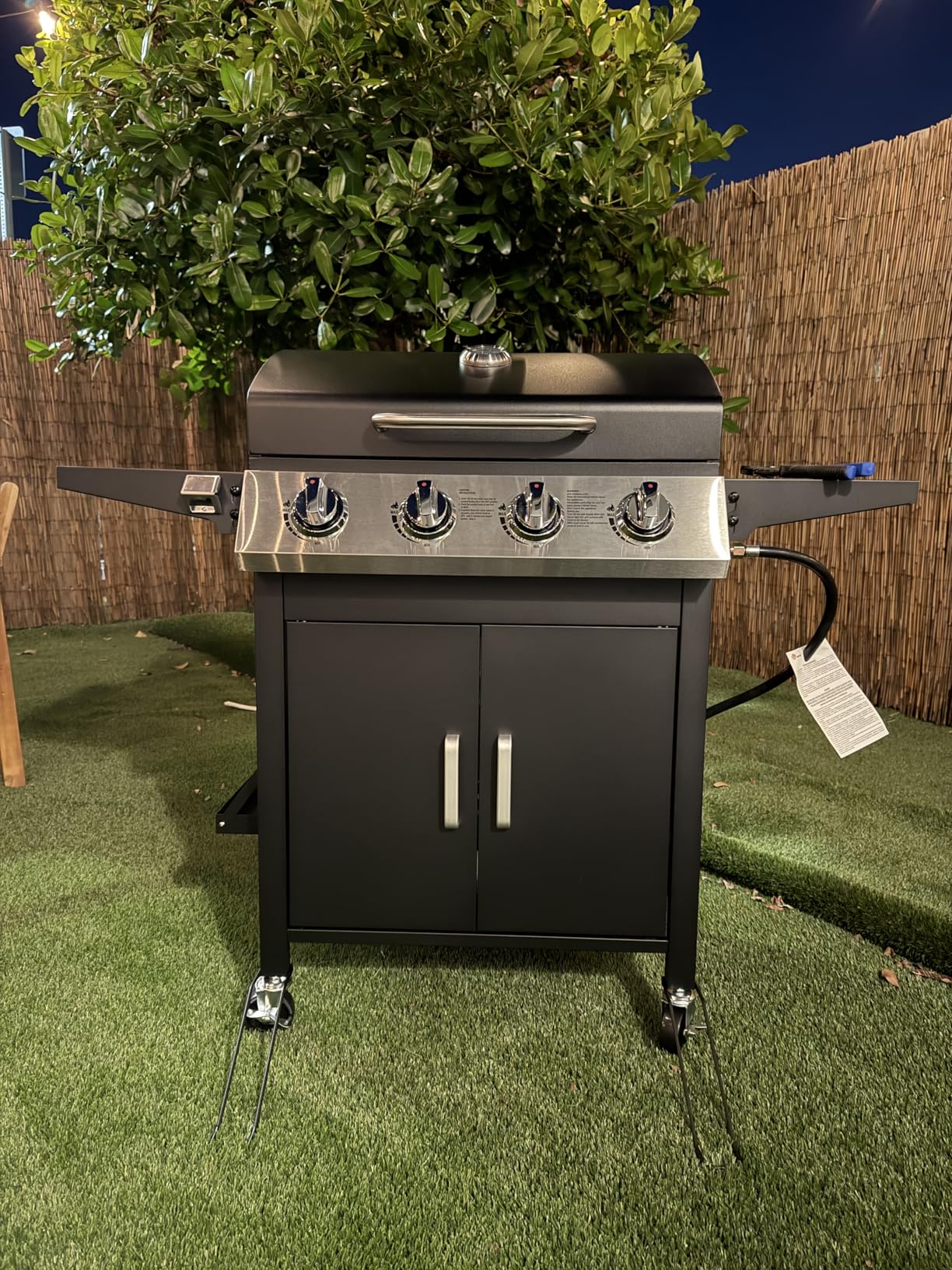 HUGROVE 4-Burner Propane Gas BBQ Grill, Upgraded 40,000 BTU Stainless Steel Barbecue Grill with Foldable Side Tables, Spice Rack & Wheels for Outdoor Cooking customer photo 2