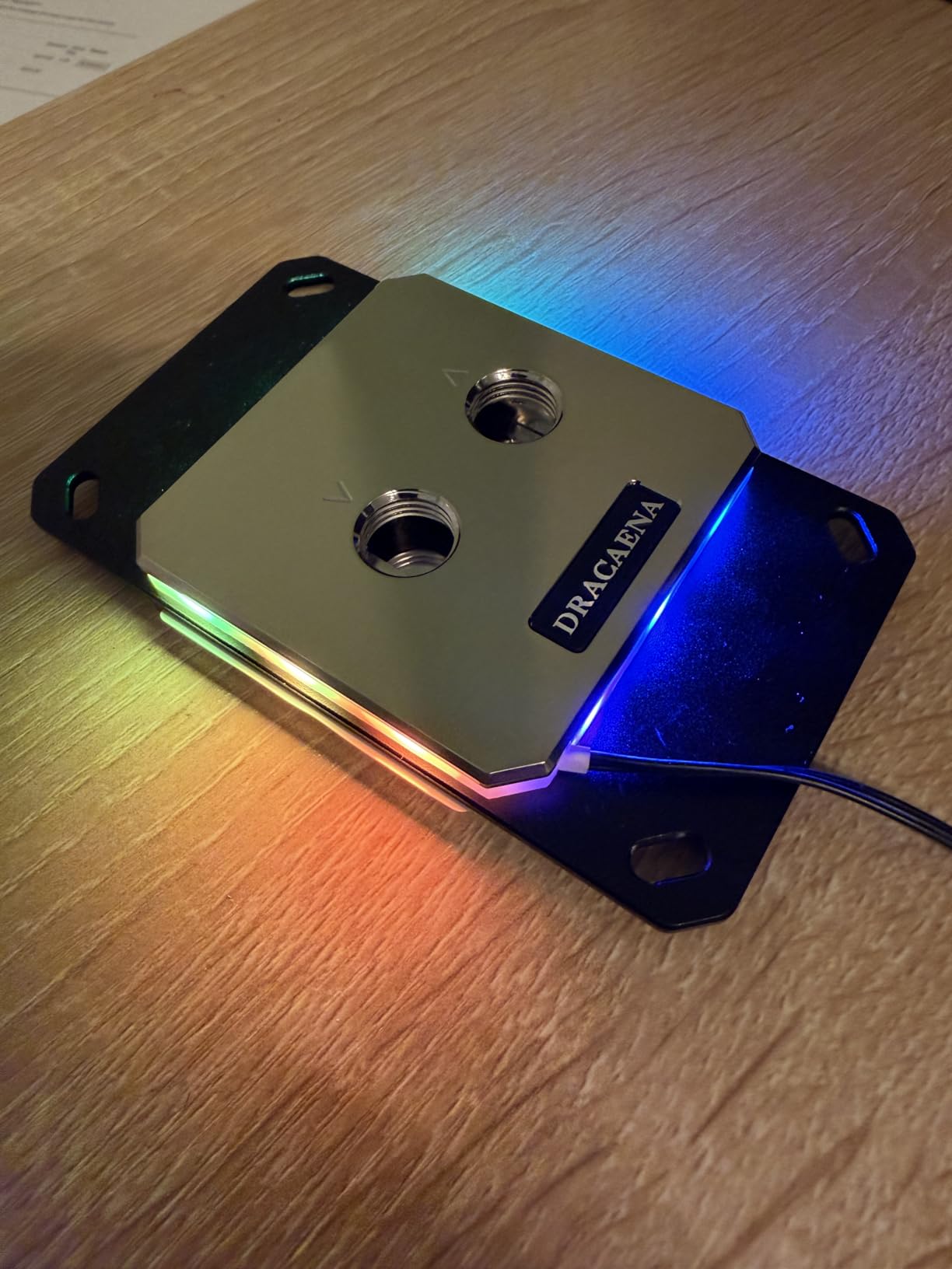Dracaena.io AMD CPU Water Block, 63x63mm Full Metal RGB Water Cooler for AM4/AM5 CPU Socket, Copper/Aluminum/Acrylic, G1/4 Threads, 0.4mm Microfin, 5V Symphony RGB Lighting customer photo 1