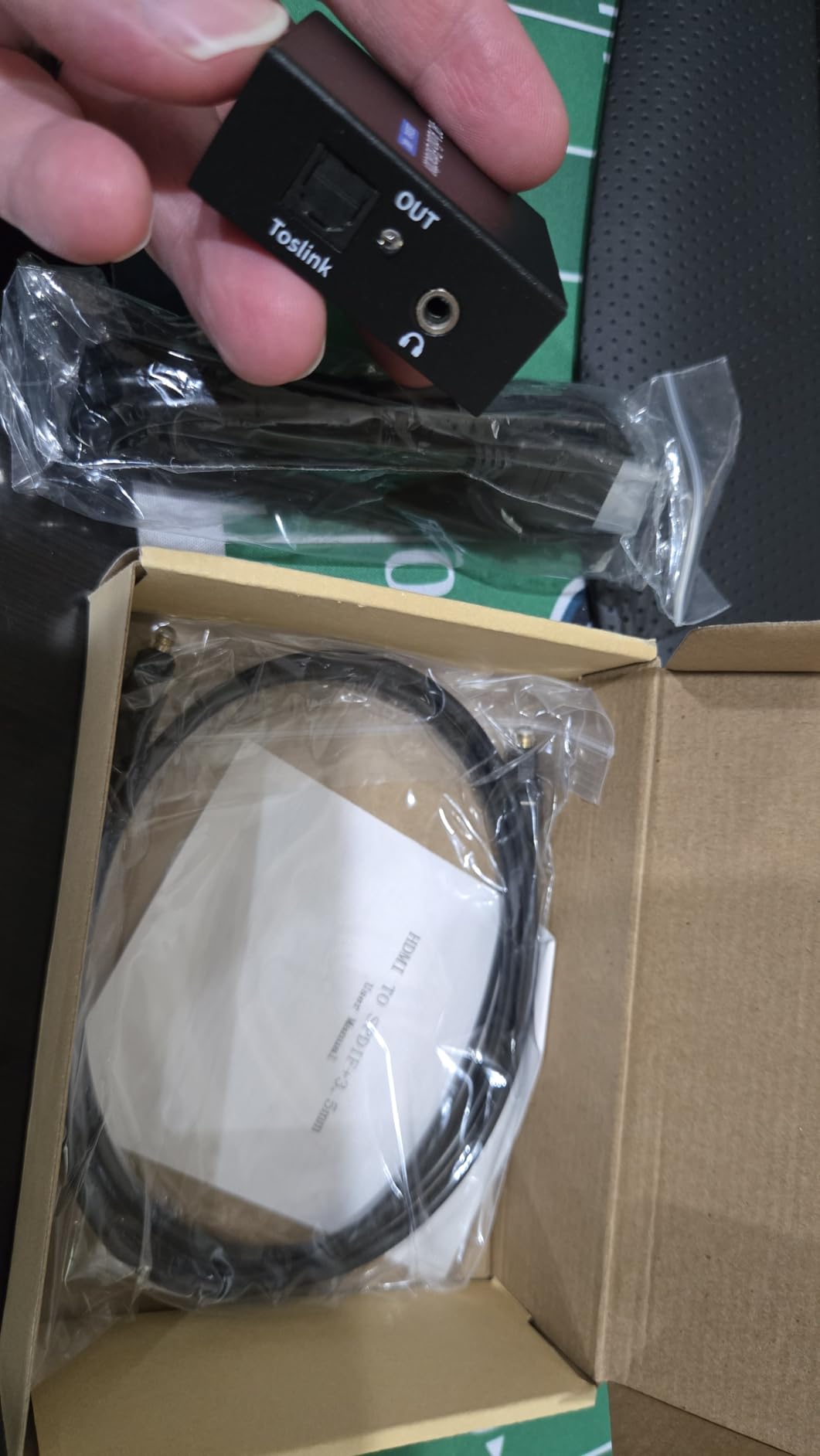 192KHz ARC Audio Extractor, HDMI ARC to Toslink/Optical+3.5mm AUX Output, HDMI to Optical Audio Adapter with Optical Cable, ARC to RCA Audio Converter for TV Amplifier Speaker/Soundbar/Headset customer photo 1