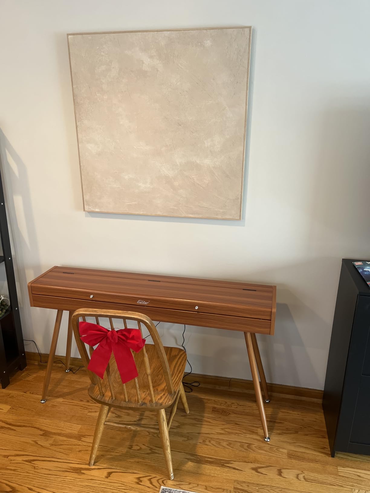 Eastar EUP-100 88 Key Weighted Keyboard Piano, Full-Size Home Digital Piano for Beginner, with Cover, Headphone, Music Stickers, Three-Pedal, Wireless Connection, Recording, MIDI - Retro Wood Color customer photo 1