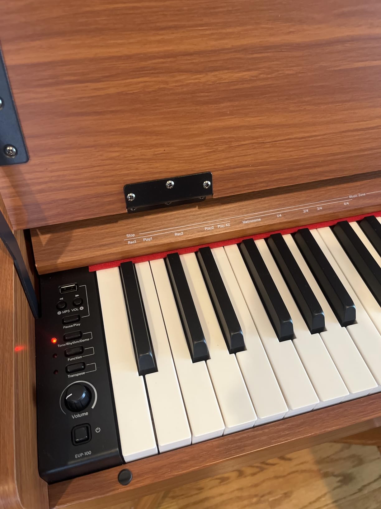 Eastar EUP-100 88 Key Weighted Keyboard Piano, Full-Size Home Digital Piano for Beginner, with Cover, Headphone, Music Stickers, Three-Pedal, Wireless Connection, Recording, MIDI - Retro Wood Color customer photo 2