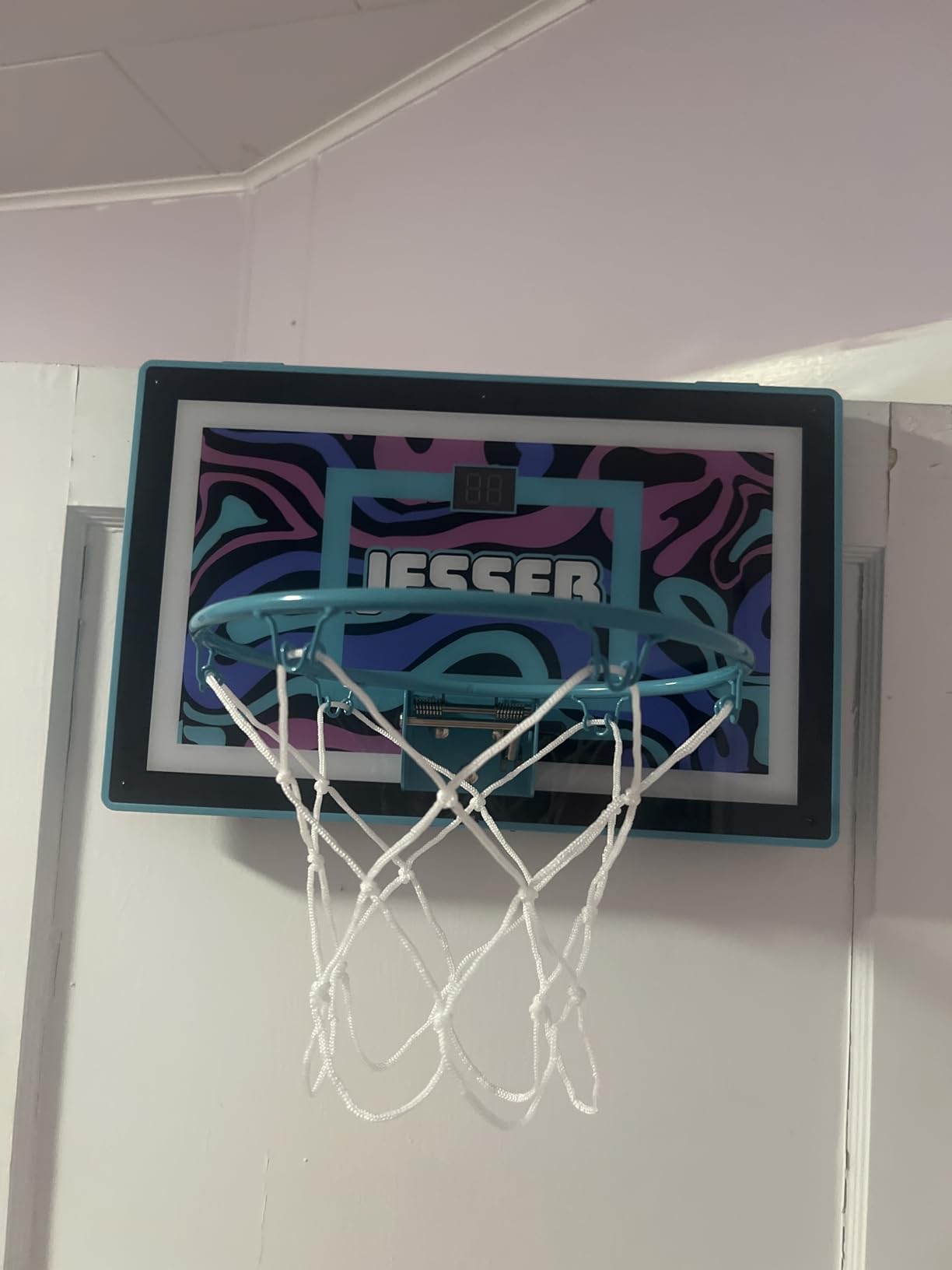 Jesser Basketball Hoop with Balls | Fun Indoor Game for All Ages 6+, Gift for Kids, Children, Teens & Families, Bedroom & Playroom | Toy for Boys & Girls (Ceiling Hoop or Over The Door) customer photo 1