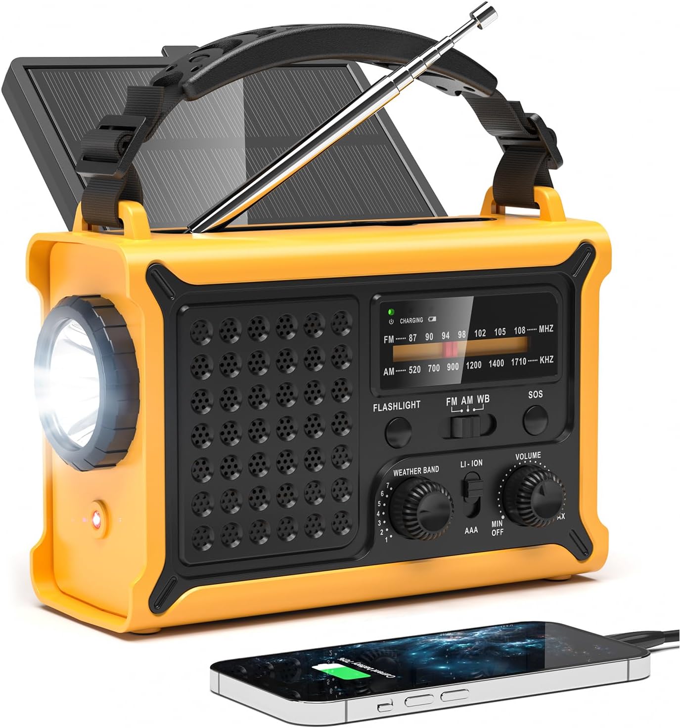 NOAA Weather Radio-12000mAh/44400mWh AM/FM Emergency Portable Radio with Solar Panel/Hand Crank/AC Input Rechargeable Battery and Flashlight SOS Siren Lamp for Indoor/Outdoor Emergencies customer photo 1