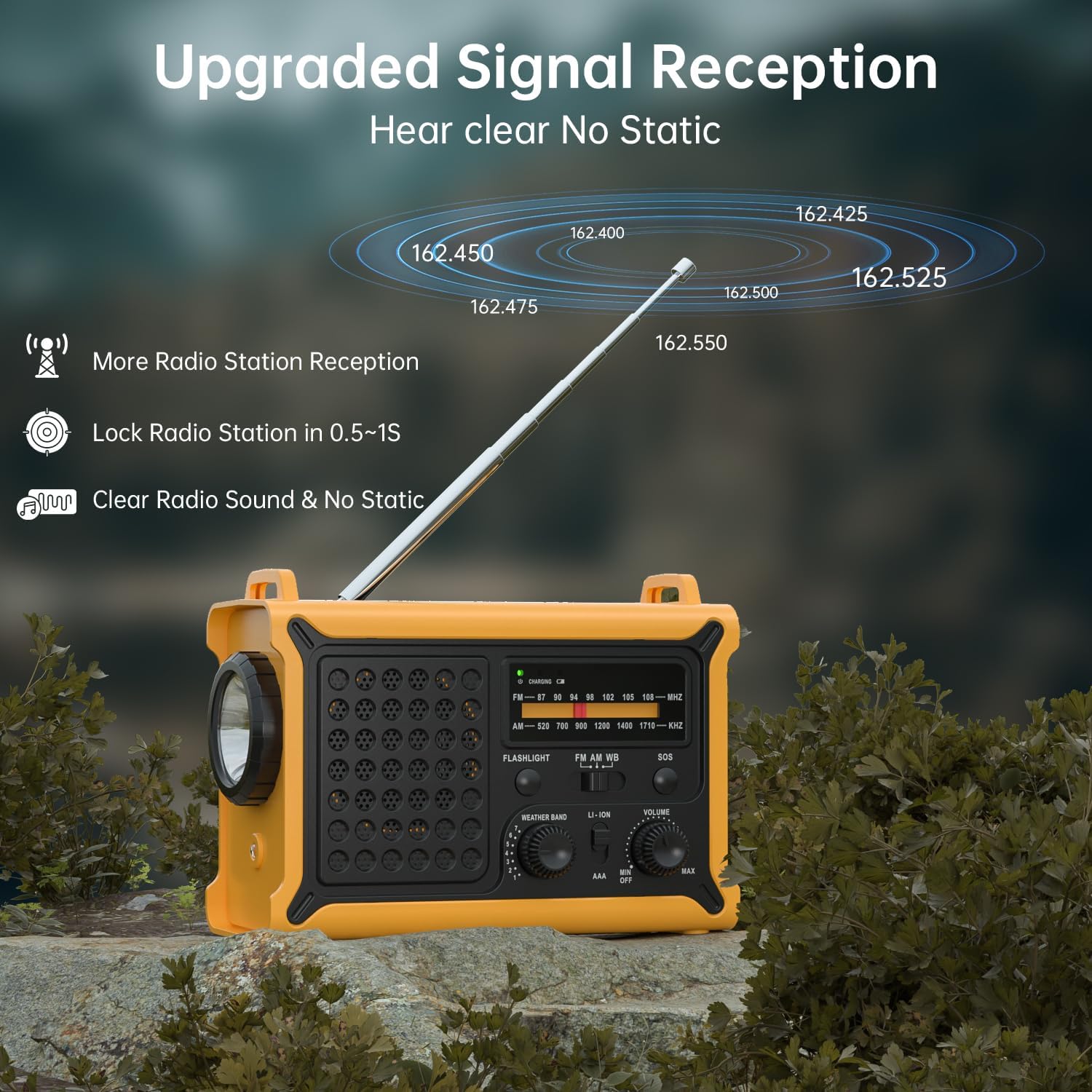 NOAA Weather Radio-12000mAh/44400mWh AM/FM Emergency Portable Radio with Solar Panel/Hand Crank/AC Input Rechargeable Battery and Flashlight SOS Siren Lamp for Indoor/Outdoor Emergencies customer photo 2