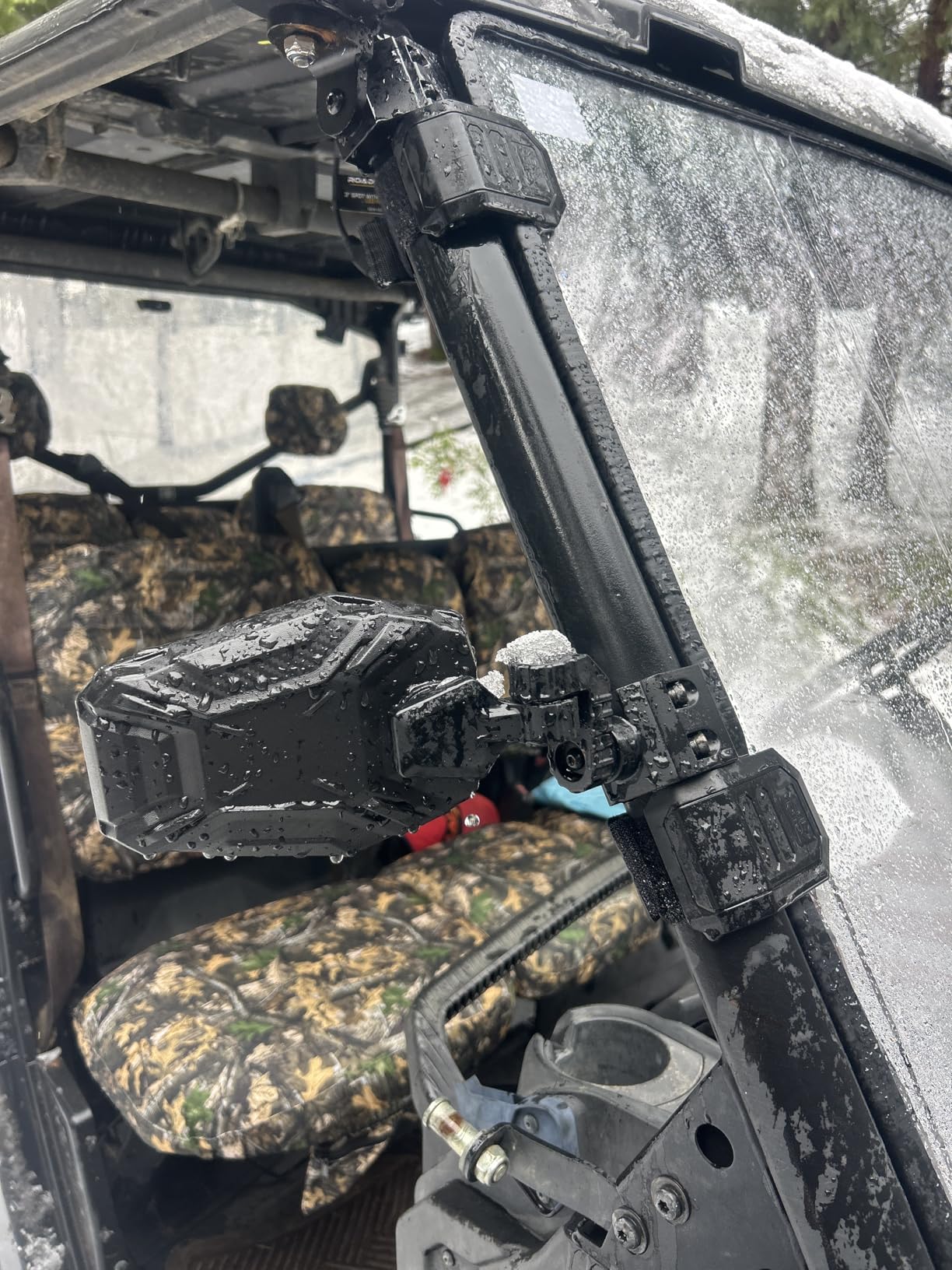 KEMIMOTO UTV Side Mirrors, UTV Rearview Mirrors Fit for Windshield Compatible with Pro-Fit Polaris Ranger General Can-Am Defender Maverick Trail, 3-axis Rotation Breakaway Rear View Accessories customer photo 2