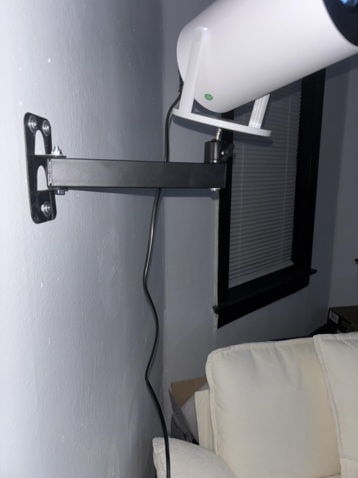Projector Stand, Wall and Mini Ceiling Mount with 1/4-Inch Thread, 360-degree Rotation, Adjustable Tilt & Swivel, Foldable, Easy Setup Compatible with Most Projectors for Home, Office, White customer photo 2