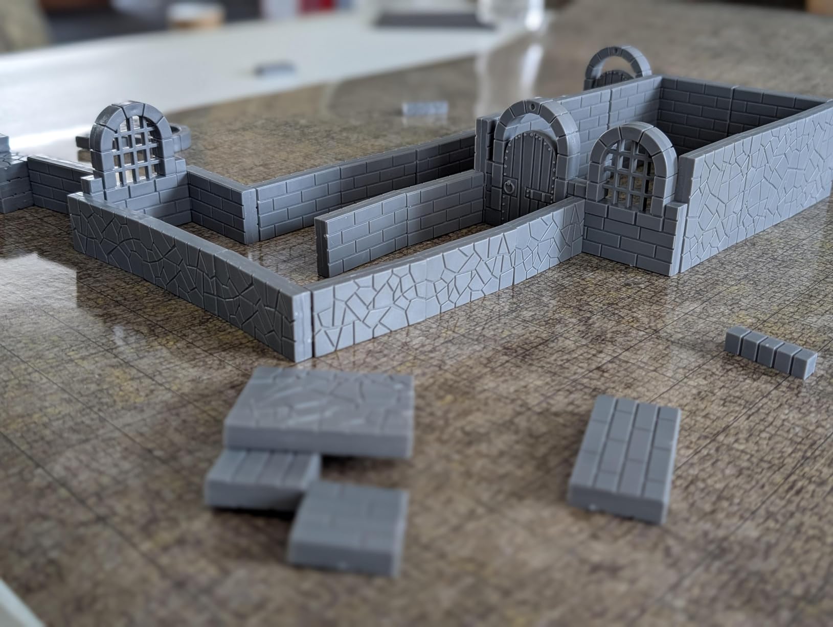 CZYY Magnetic Dungeon Tiles Set - 58 PCS Modular & Paintable Terrain Kit with Double-Sided Textured Floors, Doors & Windows - Build 3D Battle Maps for DND, Wargames & Tabletop RPGs customer photo 2
