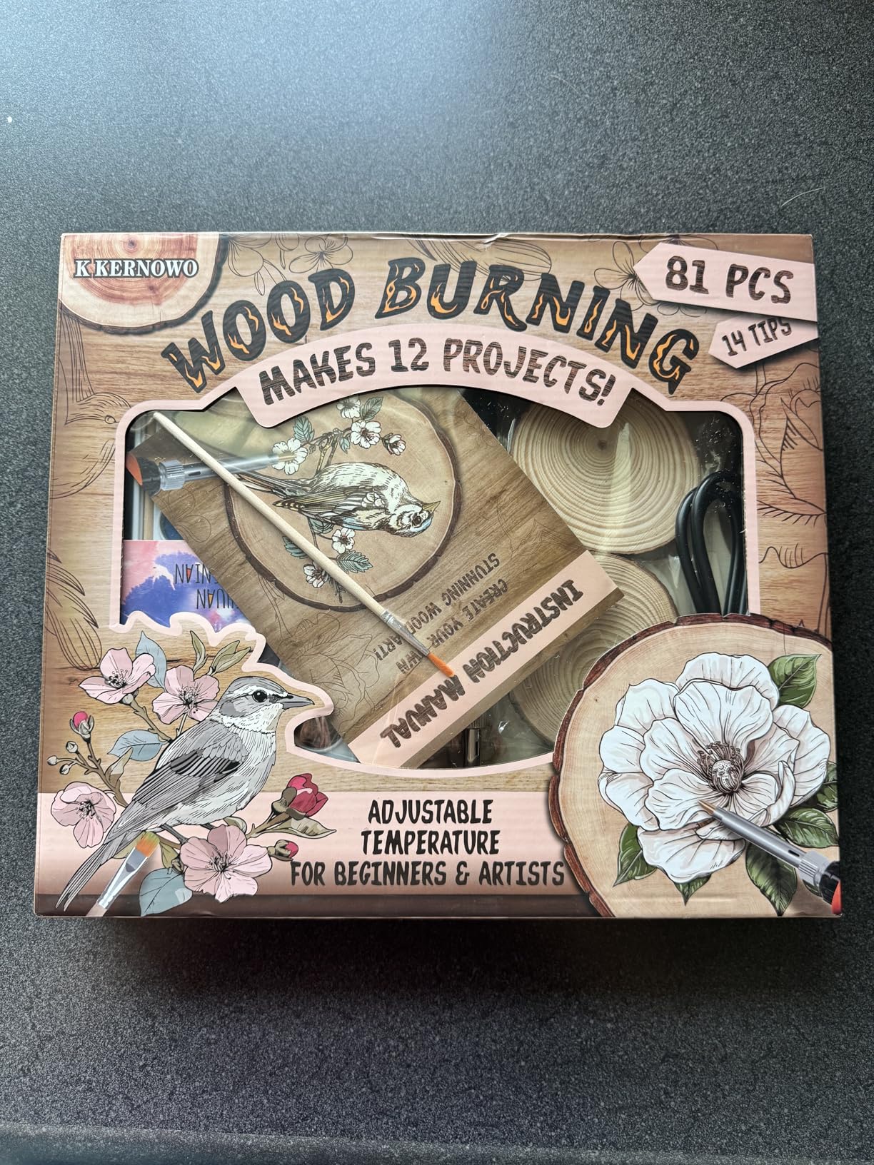 K KERNOWO Wood Burning Kit - 156Pcs All-in-One Wood Burning Tool Pen Adjustable Temperature Wood Burner Kit Crafts Gifts for Adults & Teens, Woodburning Kits for Beginner Pyrography customer photo 2