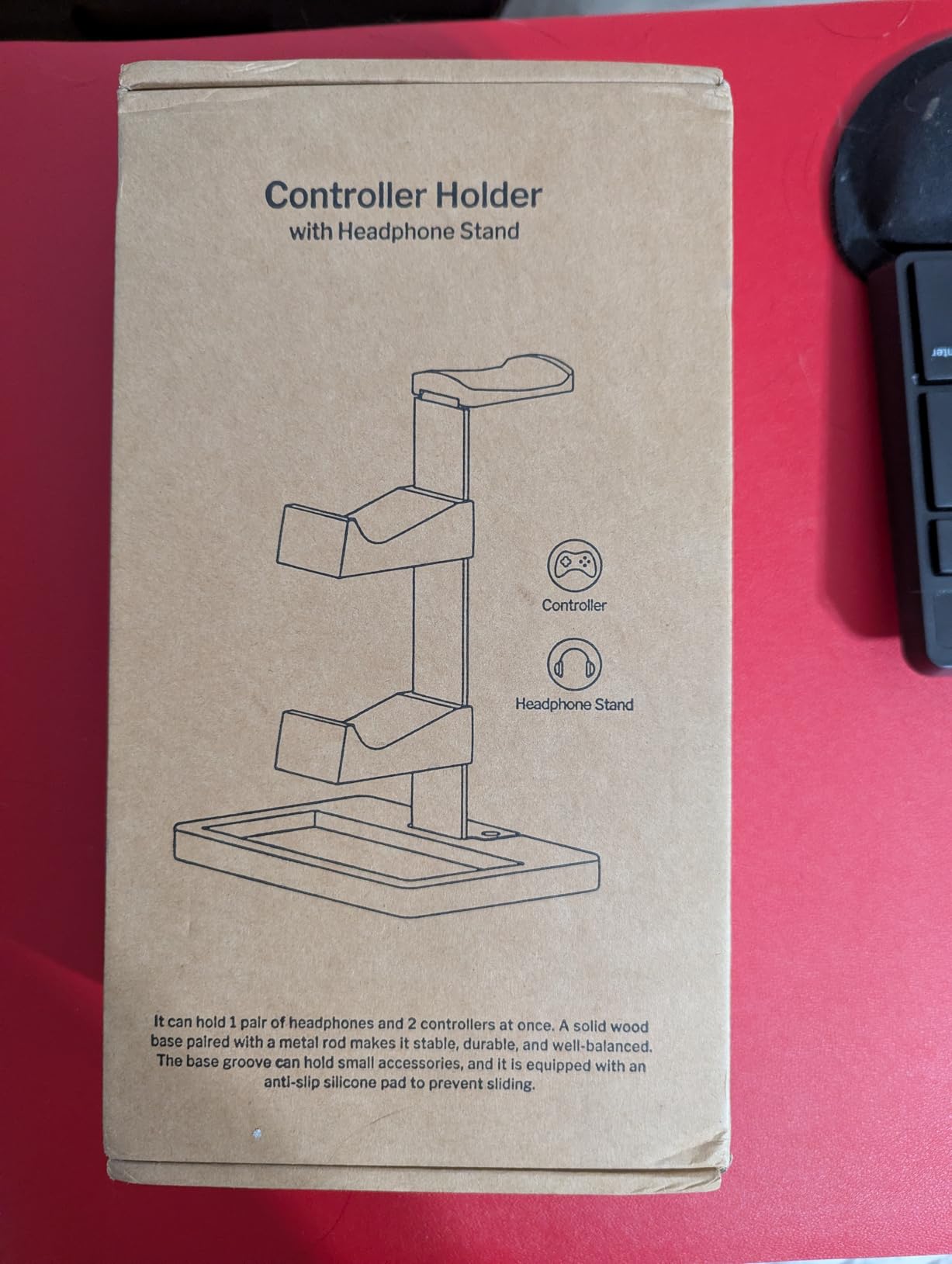 Solid Wood Controller Holder and Headphone Stand, Gaming Controller Stand for Desk, Dual Controller Organizer Rack, Fits Xbox, PS4, PS5, Gamepad, Headset Holder for Son, Husband, Boyfriend customer photo 2