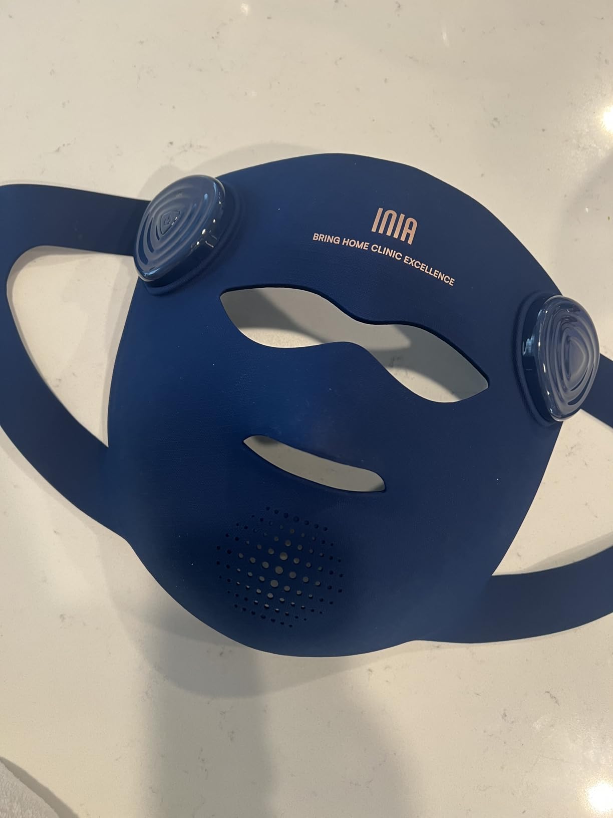INIA Glow 4D Wireless Red Light Therapy Mask for face - Dual NIR, 320 LEDs, 4 Modes, Under-Eye Cooling, Cordless & Rechargeable LED Face Mask for Home & Travel, Skincare Gifts for Women Mom Wife, Blue customer photo 1