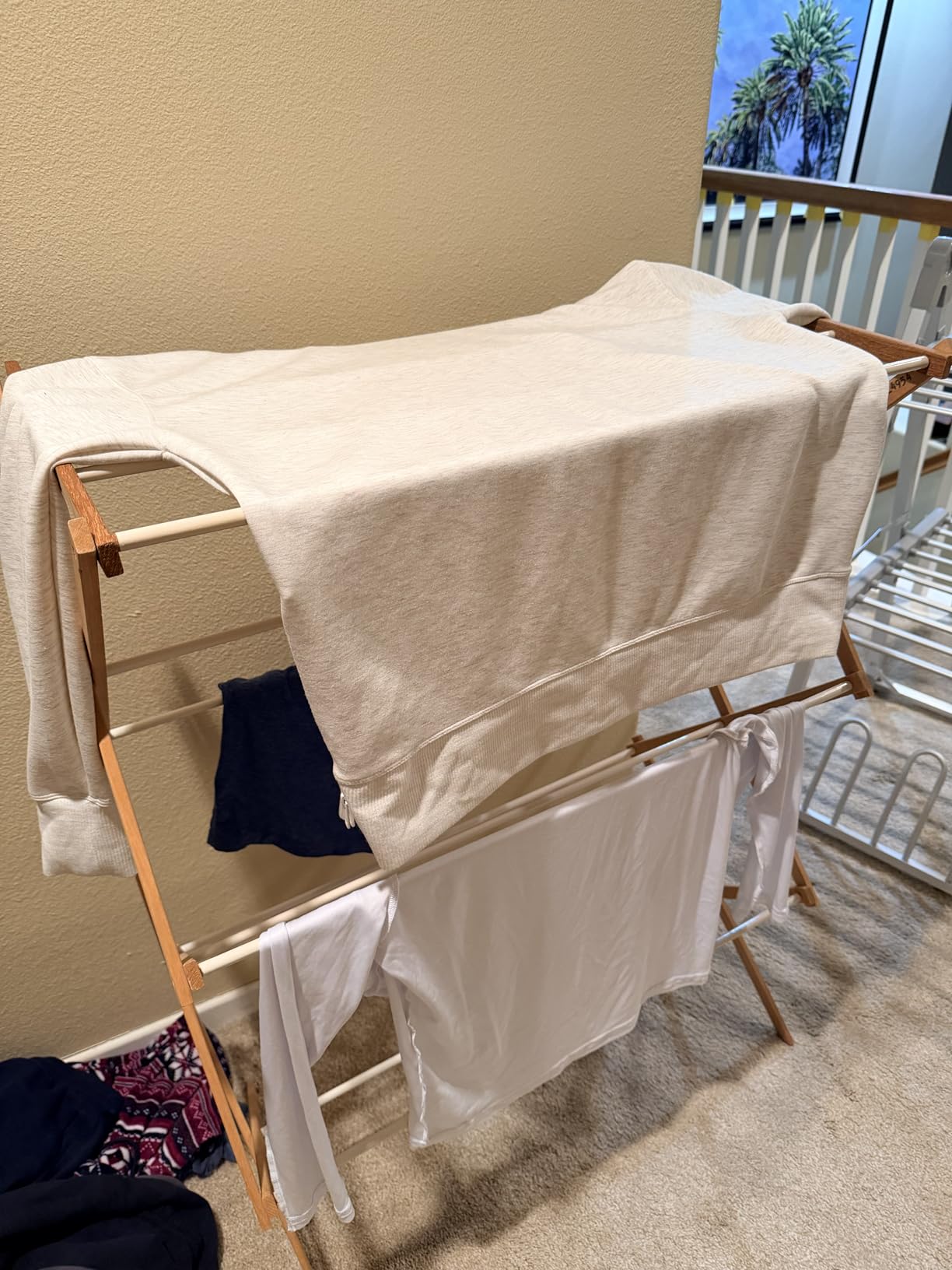 Electric Heated Clothes Drying Rack,Foldable Heated Garment Dryer with Timer Shut-Off Laundry Rack for Clothes Shoes Socks,Aluminum Alloy,White,Plug & Play,(39.37x25.98x23.82in) customer photo 1