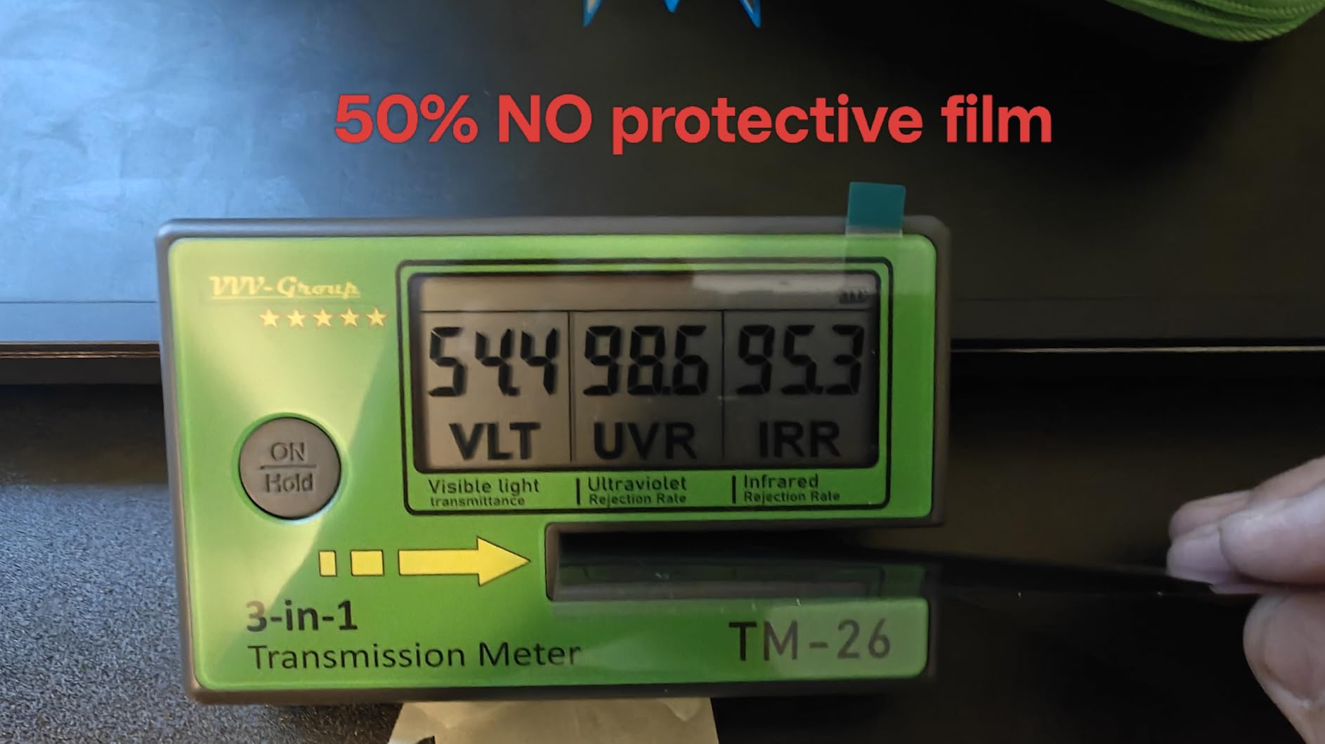 Digital Window Tint Meter TM-26 - Automotive VLT Tester with UVR & IRR Measurement, 8mm Slot Light Transmittance Meter for Car Side Windows and Solar Film Inspection (TM-26 with PU Case) customer photo 2