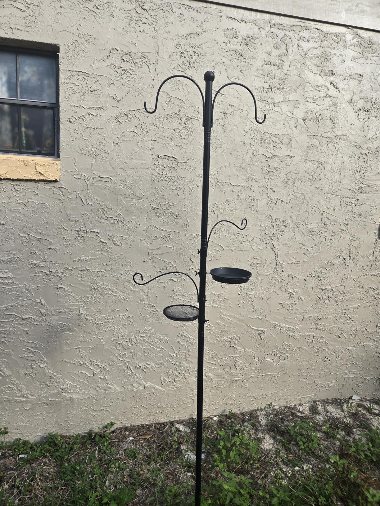 Bird Feeder Pole, Bird Feeding Station 88 Inch Shepherds Hooks for Outdoor Heavy Duty 1 Inch Dia Humming Birds Feeder Stand Hanger Post with 4 Hooks, Water Bowl and Birds Seed Tray customer photo 2
