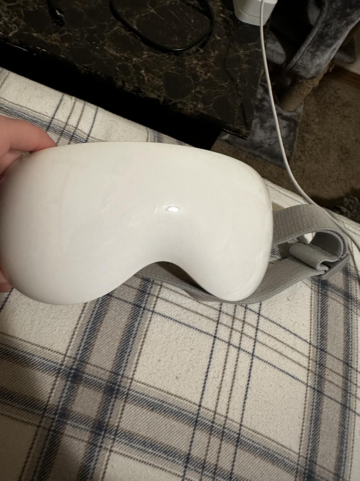 Eye Massager with Heat and Cooling for Migraines - 14 Massage Nodes for Eye Strain Relief, Rechargeable Bluetooth Music, Improve Sleep,Eye Strain Relief, Birthday Gifts for Women and Men(White) customer photo 1