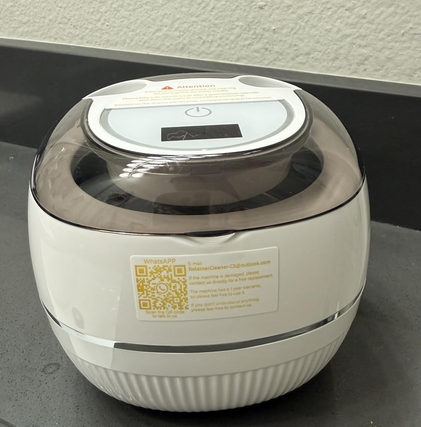 Ultrasonic Retainer Cleaner Machine, 48kHz Dental Cleaning Pod for Night Guards, Mouth Guards, Aligner, Braces, Toothbrush, Jewelry, Ultrasonic Dentures Cleaner with Digital Timer, 220ML, White customer photo 2