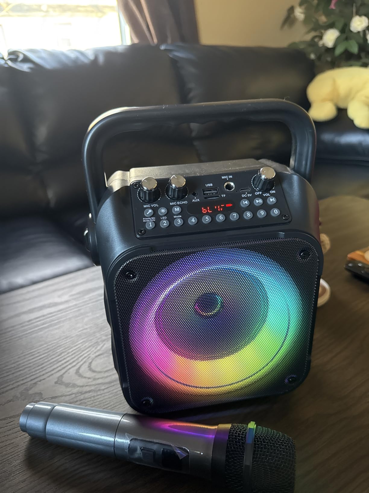 Karaoke Machine, Portable Bluetooth Speaker with 3 Wireless Microphones for Adults & Kids with Lights, Karaoke Microphone with PA System Supports USB/TF/FM/AUX for Home Party Home System Packages customer photo 1