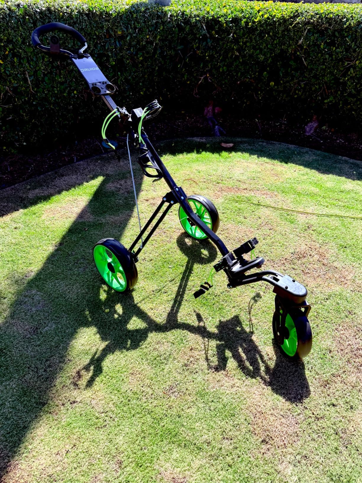 360 Golf Pull Cart: Lightweight Folding Swivel 3 Wheels Golf Caddy with Foot Brake, Cooler Bag, Drink& Umbrella Holder customer photo 1