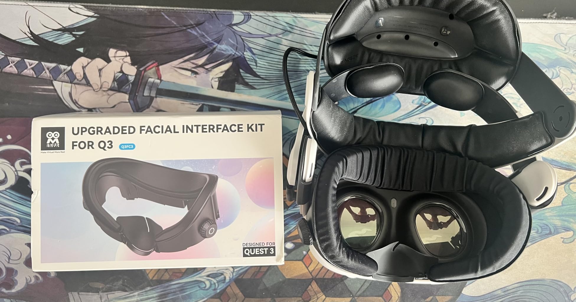 FC4A Newly Facial Interface Compatible with Meta/Oculus Quest 3 Accessories, with Ventilation-Design Ice Silk Cushion, for Halo Head Strap with Fan (NOT Compatible with Quest 3S) customer photo 2