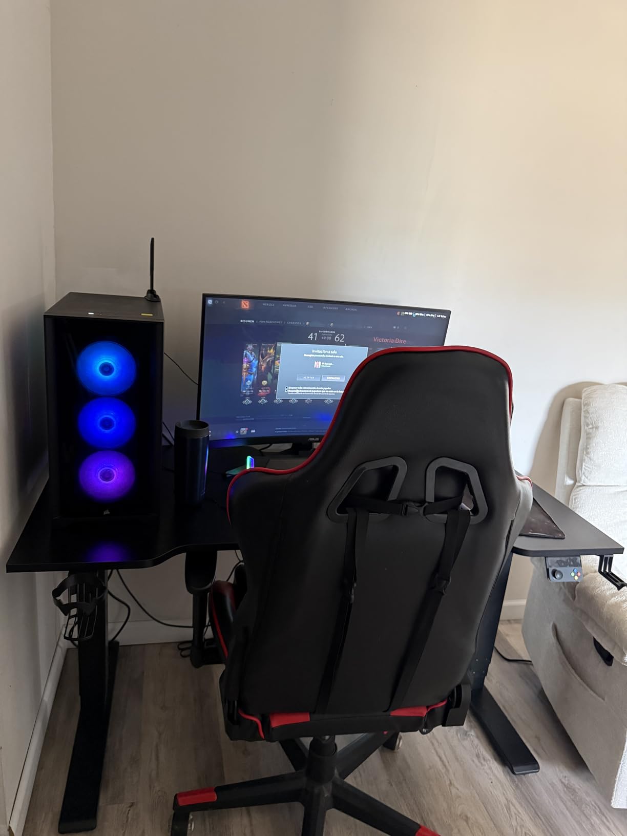 FLEXISPOT E6G CyberX 63 Inch RGB LED Electric Gaming Standing Desk, Dual Motor 3-Stage Adjustable Desk up to 352 lbs, Large Ergonomic Computer Workstation for Gamers, Streamers & Home Studios (Black) customer photo 2