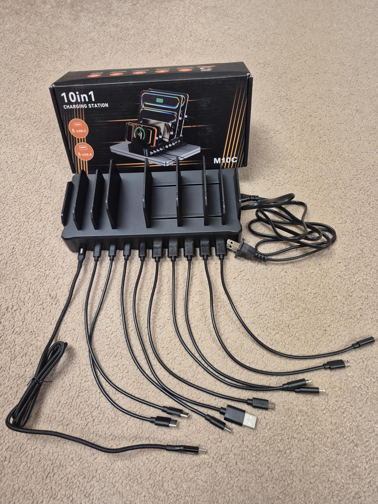 750W Charging Station for Multiple Devices, Zobirez 10-Port Fast Charger, 5 USB-C 120W Each and 5 USB-A 30W Each, Desktop Charging Hub for Laptop Phone Tablet, Black customer photo 2