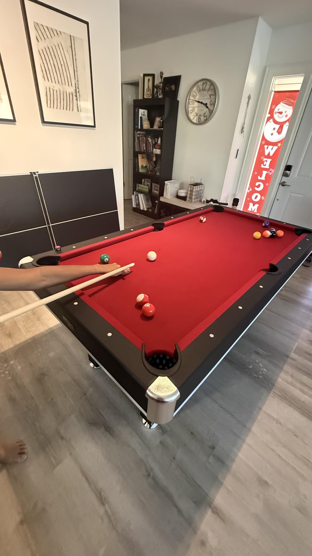 Hathaway Spartan 2-in-1 6ft Pool Table with Ping Pong Top for Game Room - with Red Felt, Engineered Wood Frame, Drop Pockets, Cues, Balls, Triangle, Chalk, Net, Paddles, Balls - Black Finish customer photo 2