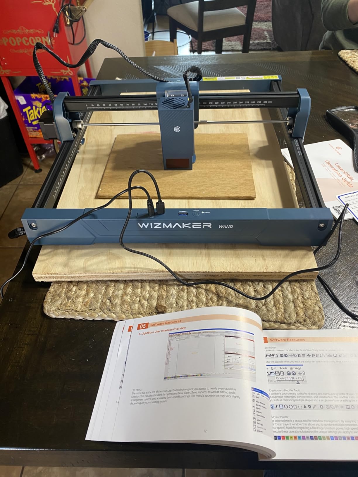 Wizmaker Wand Laser Engraver, 7W Output Power, 300x300mm Processing Area, 10000 mm/min Processing Speed, for Wood, Leather, Coated Metal, Acrylic customer photo 1