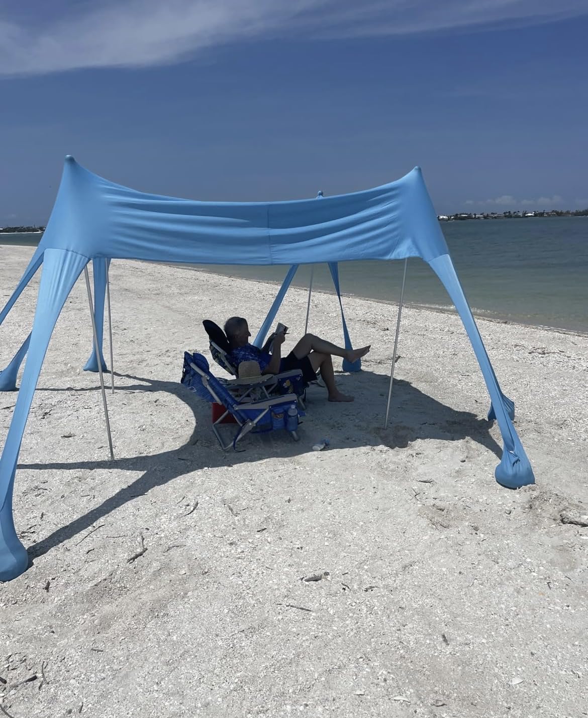 Beach Tent Sun Shelter UPF 50+, 10x10 FT Beach Canopy Tent Sun Shade, Pop Up Beach Canopy with 8 Sandbags customer photo 1