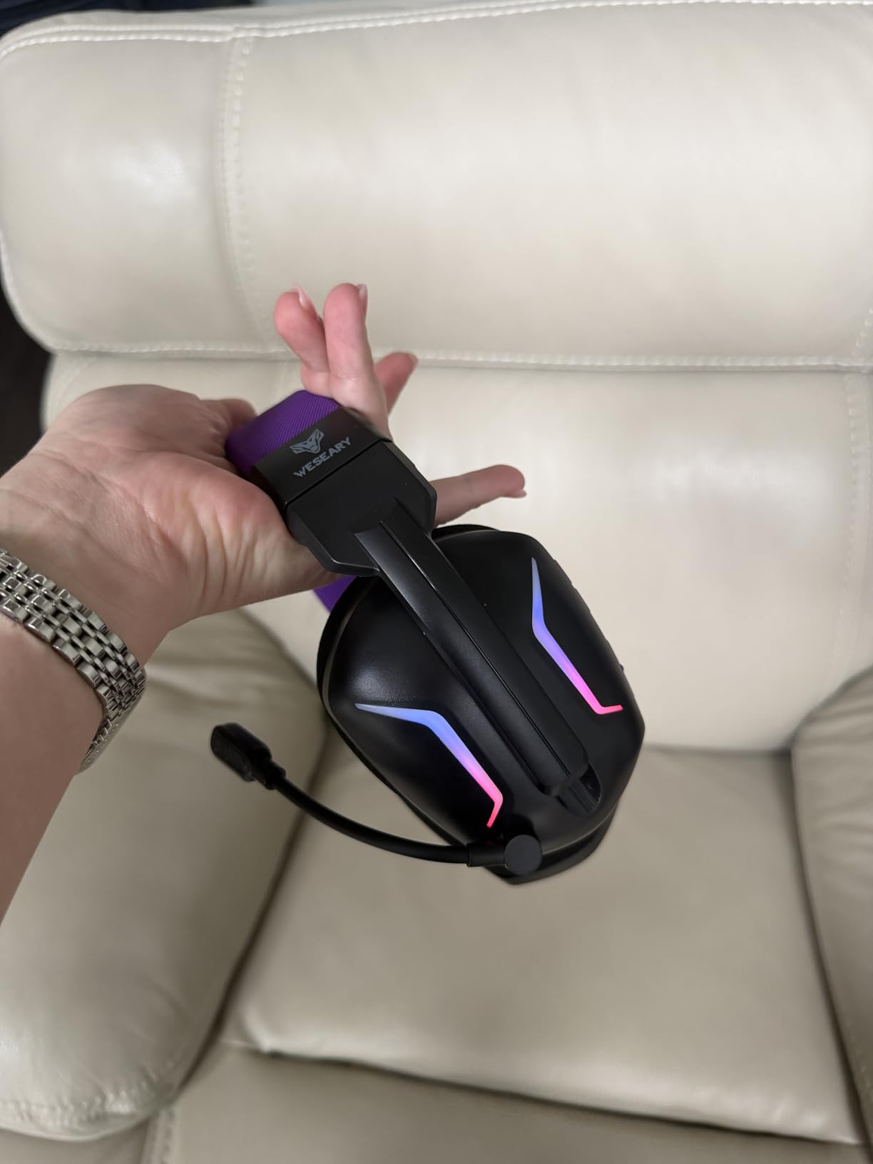Wireless Gaming Headset for PS5, PS4, PC, Laptop, Mac & Switch, Dual Low-Latency 2.4GHz USB/Type-C, Bluetooth Gaming Headphones with ENC Mic for Gamecube, 3D Stereo,Colorful Light, 50H Power customer photo 1