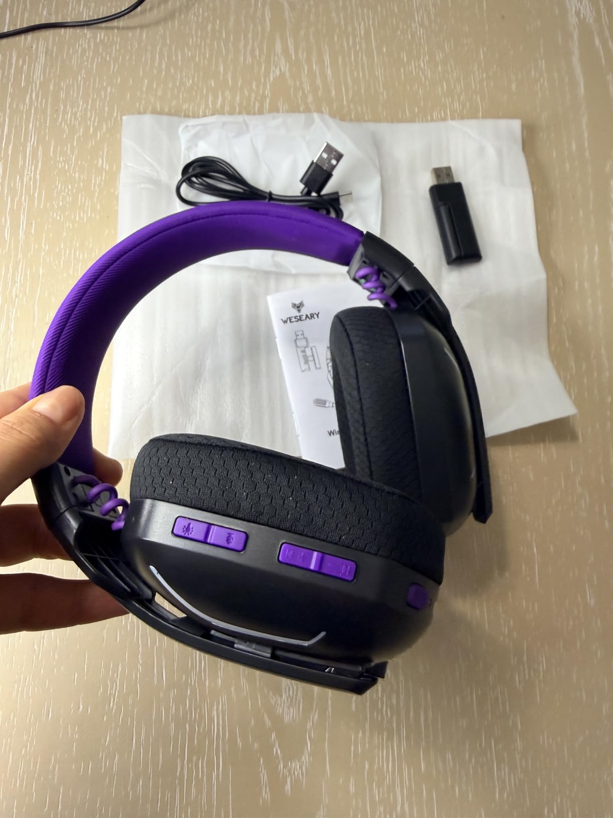 Wireless Gaming Headset for PS5, PS4, PC, Laptop, Mac & Switch, Dual Low-Latency 2.4GHz USB/Type-C, Bluetooth Gaming Headphones with ENC Mic for Gamecube, 3D Stereo,Colorful Light, 50H Power customer photo 2