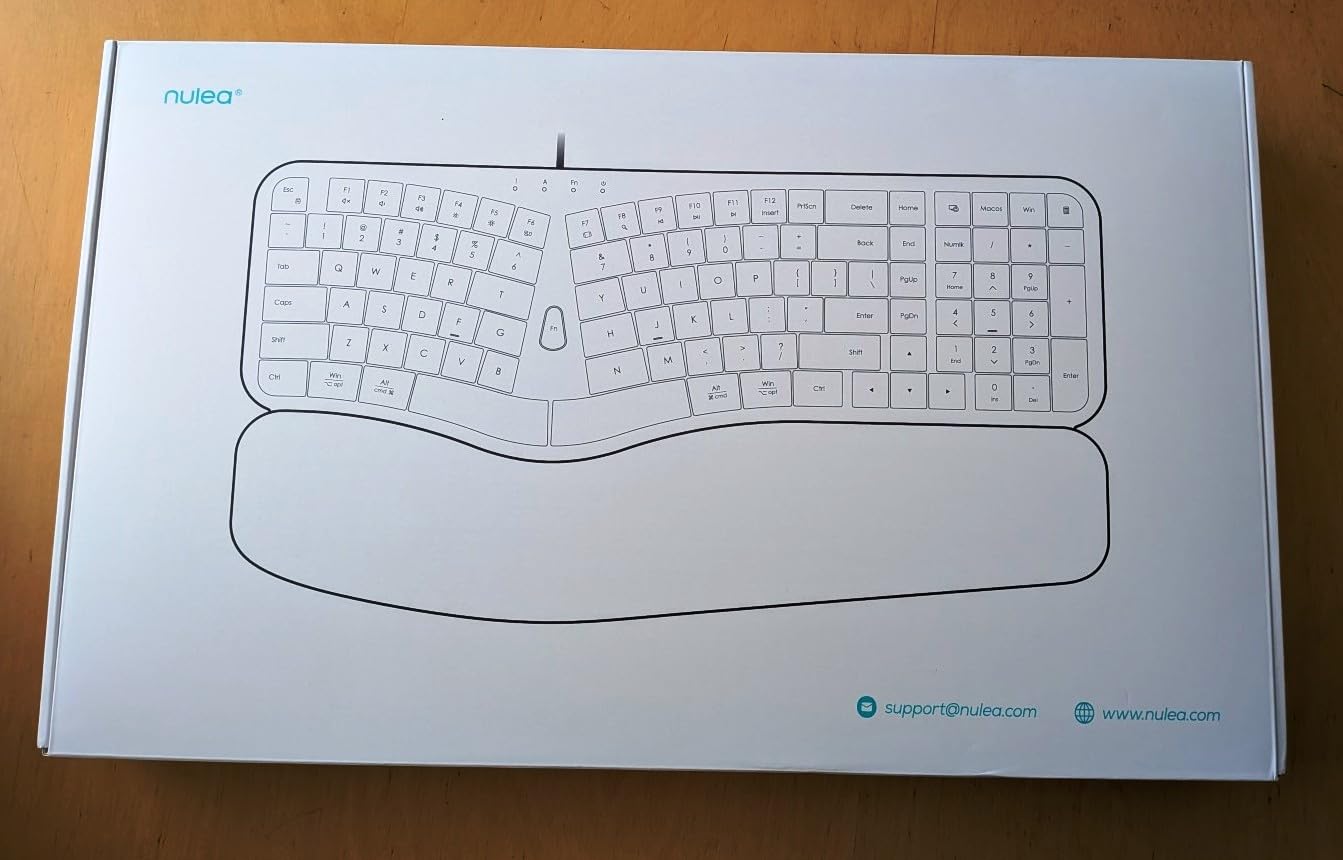 Nulea Ergonomic Split Keyboard, Wired Natural Typing Keyboard with Integrated Palm Rest for Wrist Pain Relief, 2-in-1 Type C&Type A Plug for Mac,Windows,Office & Home,Black customer photo 1