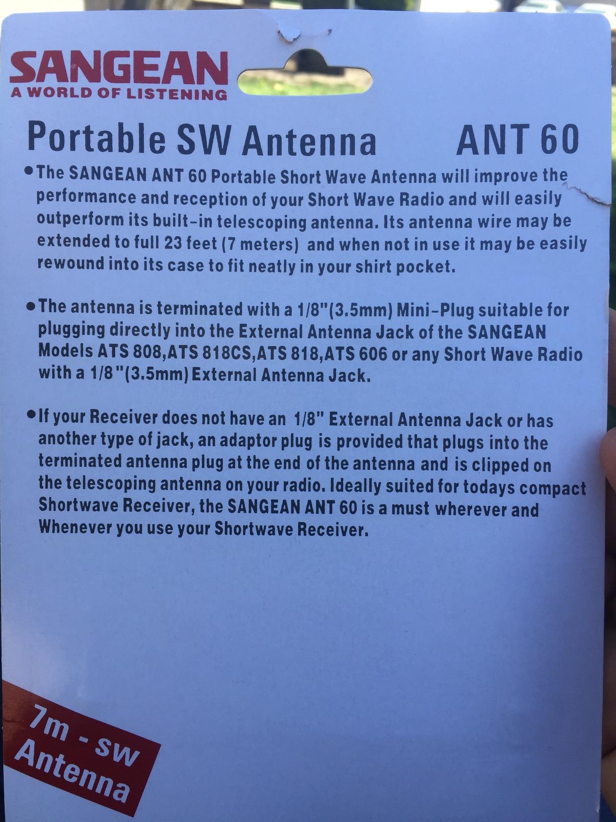 Sangean ANT-60 Short Wave Antenna customer photo 1