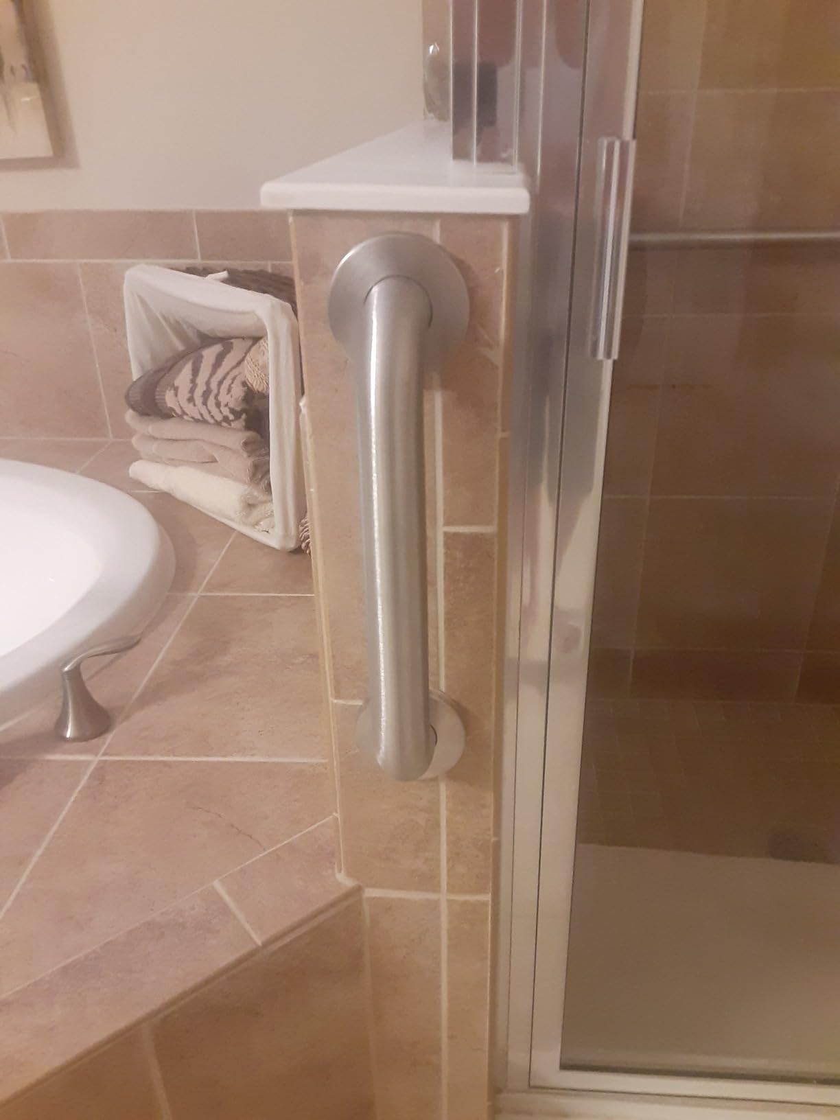 Moen Home Care Bathroom Safety 12 Inch Stainless Steel Handicap Grab Bar for Bathtub and Shower, Elderly Assistance Product with Concealed Screws customer photo 2