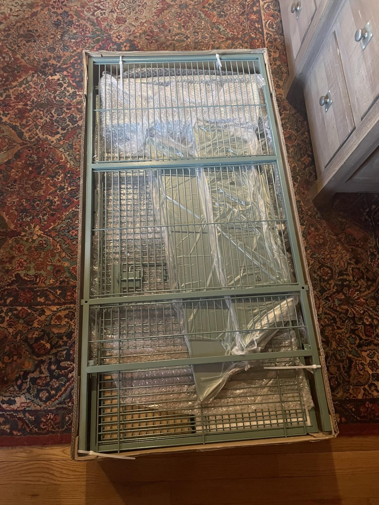Prevue Pet Products Wrought Iron Select Bird Cage - Large Steel Cage with Rolling Stand, Seed Guards, and Playtop, Durable Design, Ideal for Conures and Medium Birds - Sage Green customer photo 2