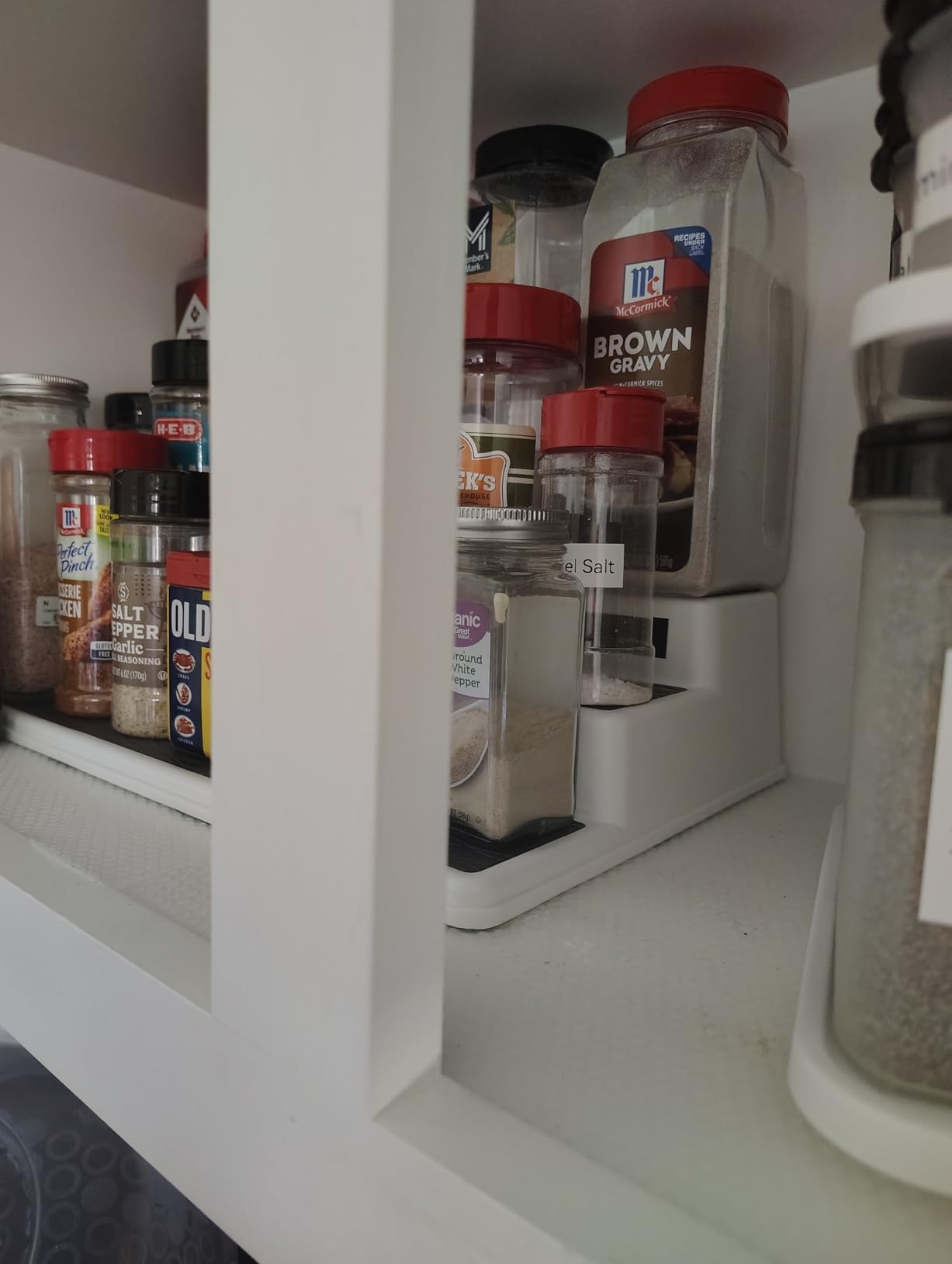 Copco 3-Tier Non-Skid Spice Rack Organizer for Kitchen Cabinet or Pantry, 15-Inch Tiered Shelf, White/Gray, Slip-Resistant Design for Jars and Bottles customer photo 2