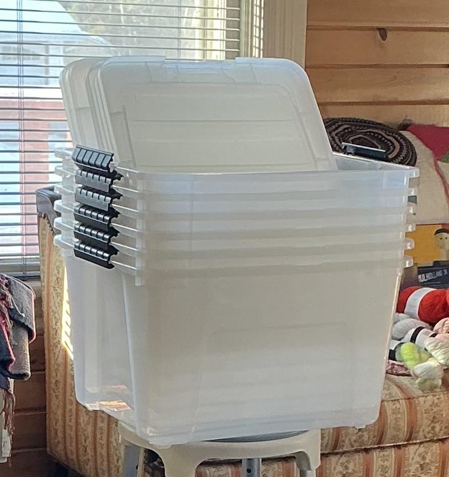 IRIS USA 6 Qt Stackable Plastic Storage Bins with Lids, 10 Pack - BPA-Free, Made in USA - See-Through Organizing Solution, Latches, Durable Nestable Containers, Secure Pull Handle - Clear customer photo 1