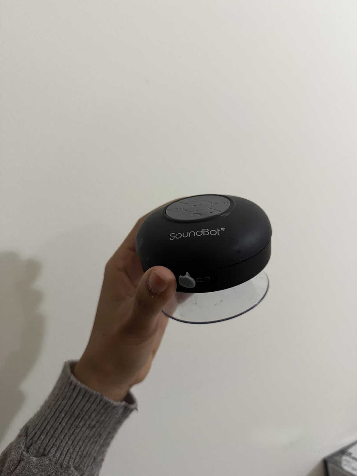 Soundbot Waterproof Shower Speaker HD Water Resistant Bluetooth Handsfree Portable with Loud Clear Sounds 6+hrs of Playtime, Wireless Suction Cup Small Durable for Outdoors Travel Home SB510 (Black) customer photo 1