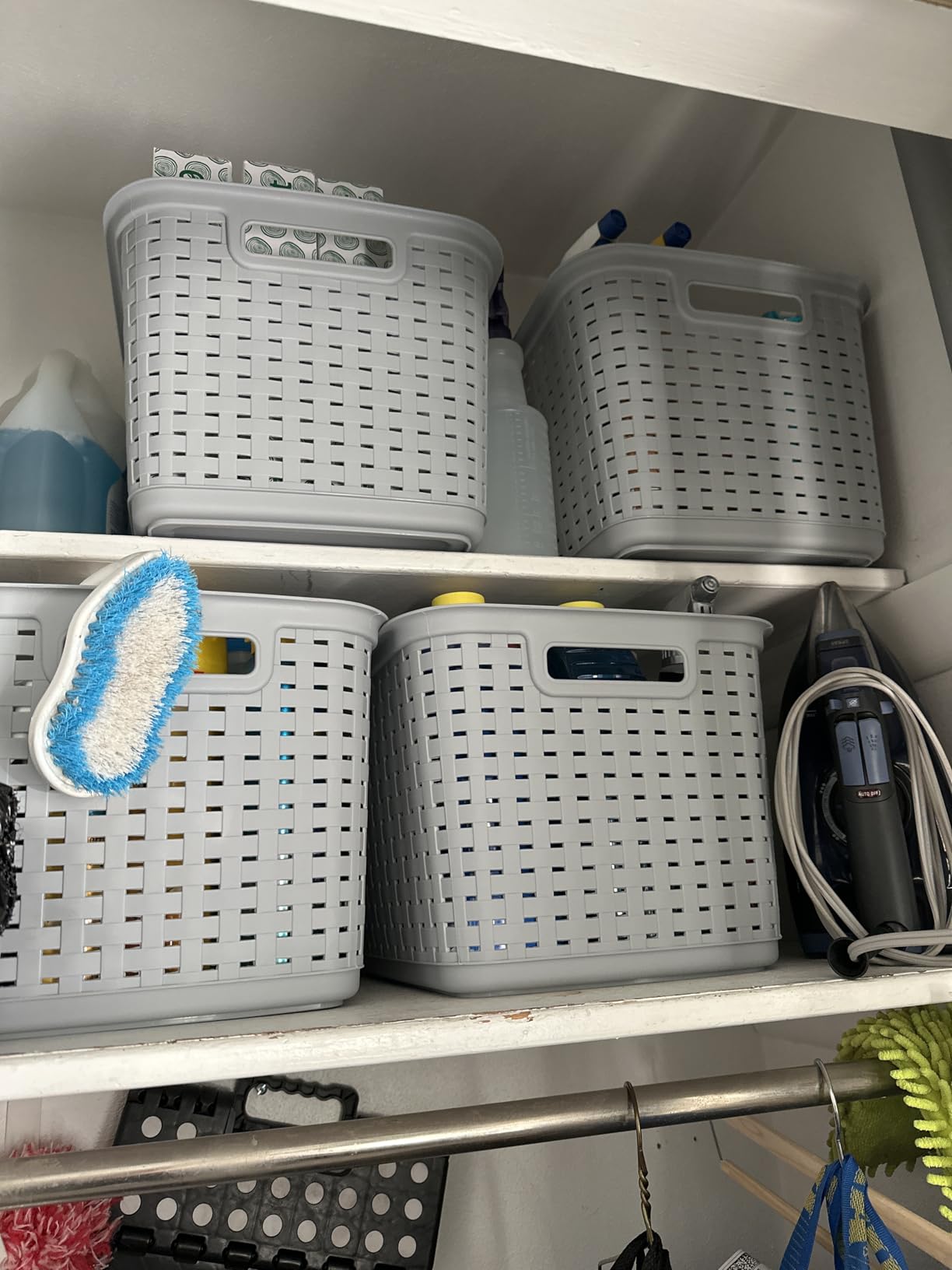 Sterilite 6-Pack Tall Weave Basket, Woven Plastic Storage Baskets for Organization, Cement Gray - Organizing Bin Containers with Handles for Bedroom, Bathroom, Dorm, Laundry Room, and Closet customer photo 1