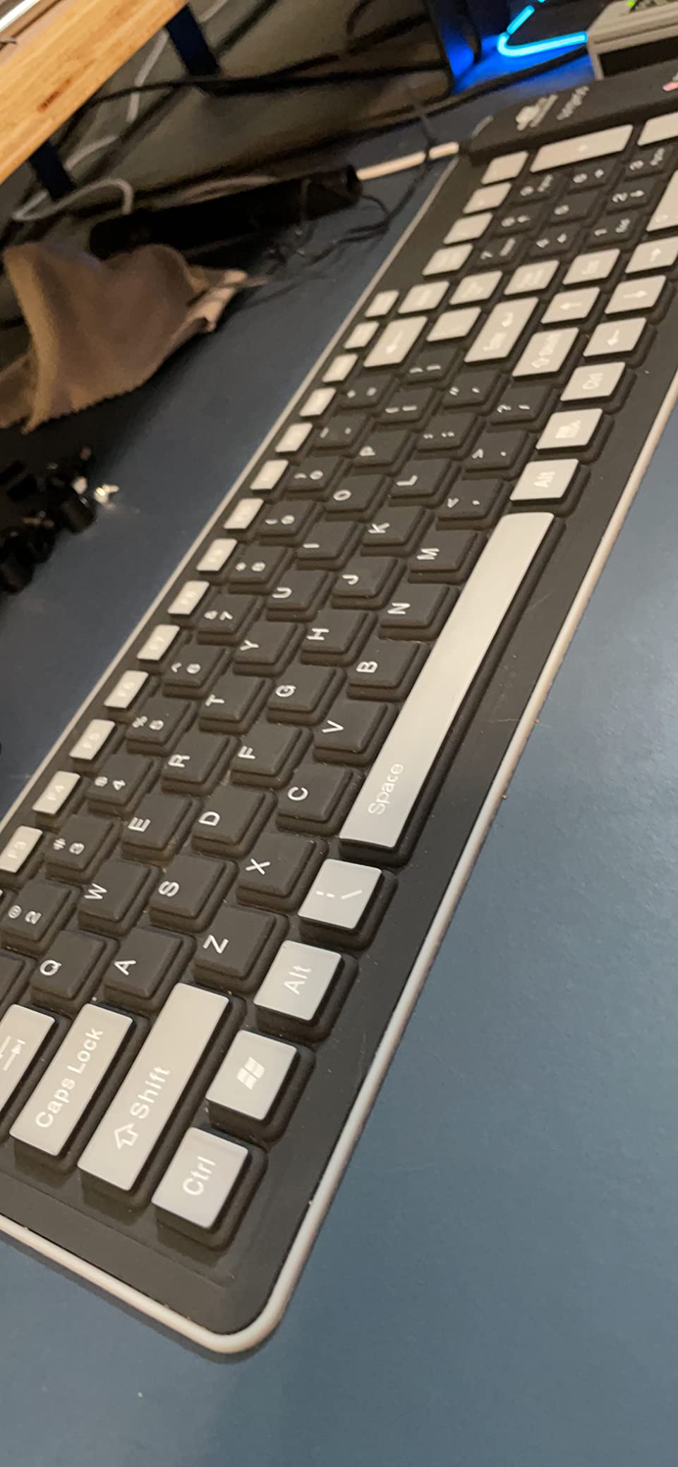 sungwoo Foldable Silicone Keyboard USB Wired Waterproof Rollup Keyboard for PC Notebook Laptop (Black+Grey) customer photo 1