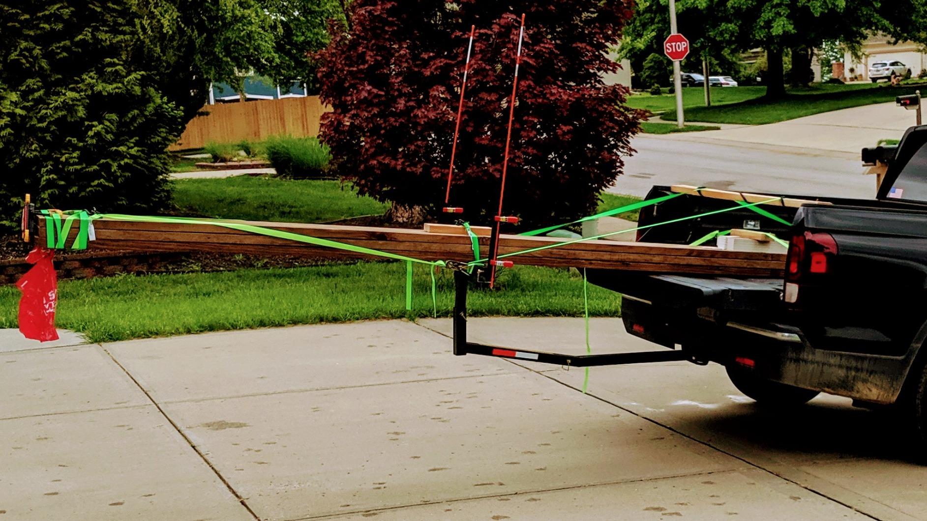 ECOTRIC Truck Bed Extender Pickup Truck Bed Hitch Mount Extension Rack SUV Lumber Ladder Canoe Boat Kayak Long Pipes w/Flag 750lbs Capacity customer photo 1
