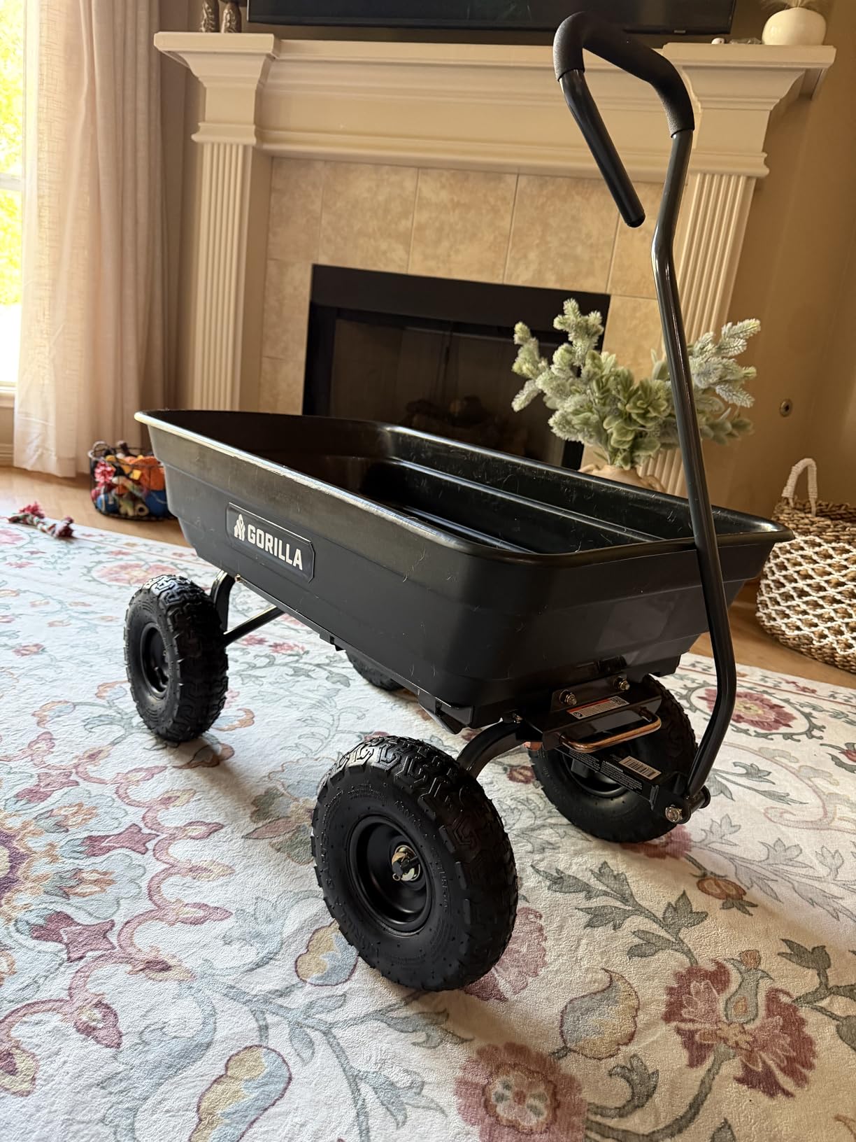 Gorilla Carts Heavy-Duty Poly Dump Cart, 5 Cu Ft Tub, 800 lb Haul Capacity, Gray - Towable Utility Wagon with Quick-Release Dumping & Pneumatic Tires for Yard, Landscaping and Gardening customer photo 1
