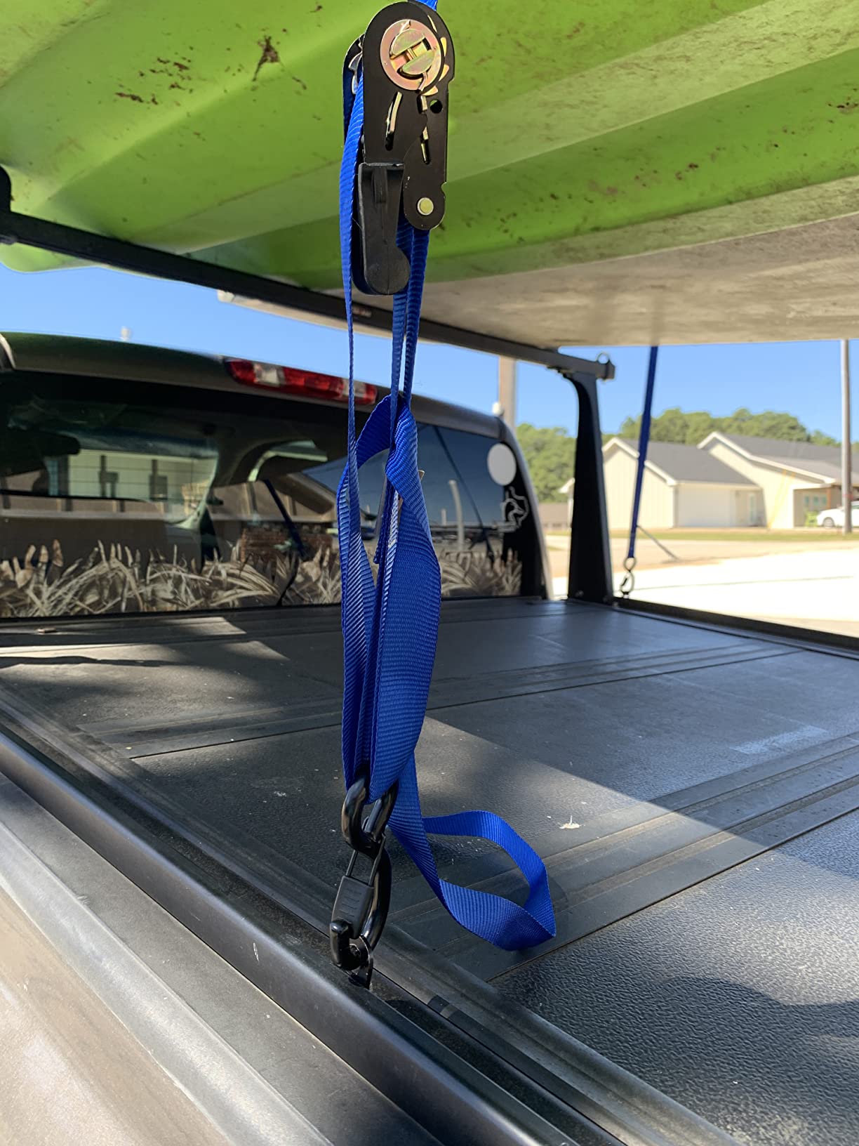 AUGO Ratchet Straps Heavy Duty 4 Pack -15 FT - 2200 LB Break Strength with Safety Lock S Hooks - Cargo Straps for Moving, Appliances, Motorcycle Soft Loop Tie Down Straps customer photo 2