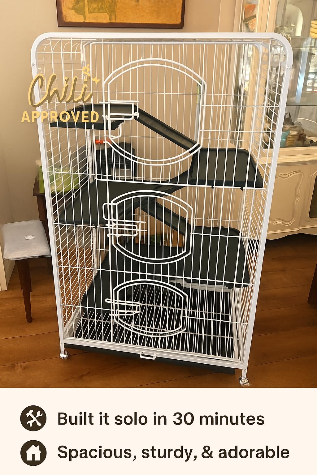 Yaheetech 37-inch Metal Ferret Chinchilla Cage Indoor Outdoor Small Animals Hutch w/ 2 Front Doors/Feeder/Wheels for Squirrel customer photo 1