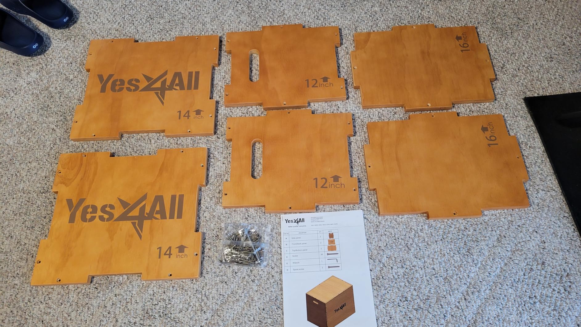 Yes4All Plyo Box, 3-in-1 Wooden Box Jumps for Home Gym, 450 lbs Boxes Step Up with Smooth Edges & Wide Built-in Handles customer photo 1